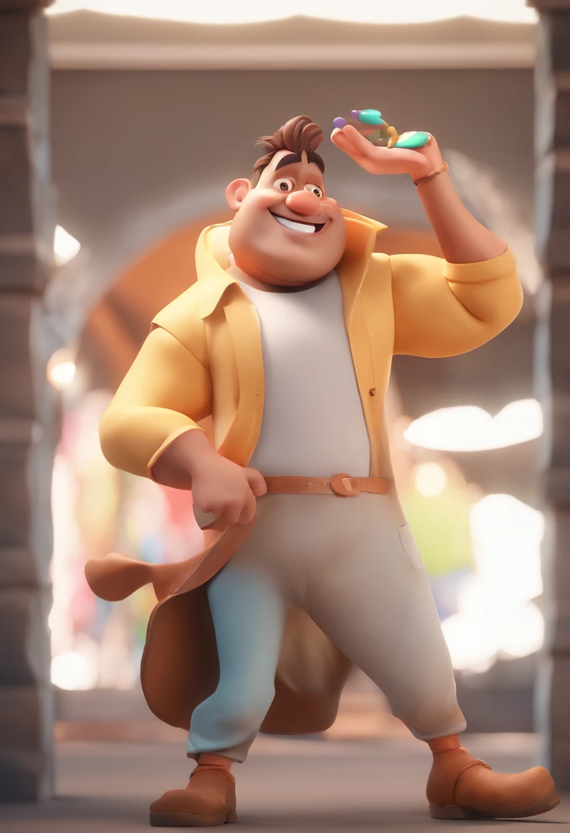 Smiling Man Illustration, sorriso insano, Homem de pele marrom com um sorriso gigante, happily smiling at the camera, sorriso atrevido, he's smiling, sorriso muito grande, Macho sorridente, foto de perfil headshot, rindo sorriso enorme, desenhando no estilo de Arte 3D, c4d, fundo de cor branco puro, estilo disney, estilo pixar render ilustracao Super Detalhe, 8k