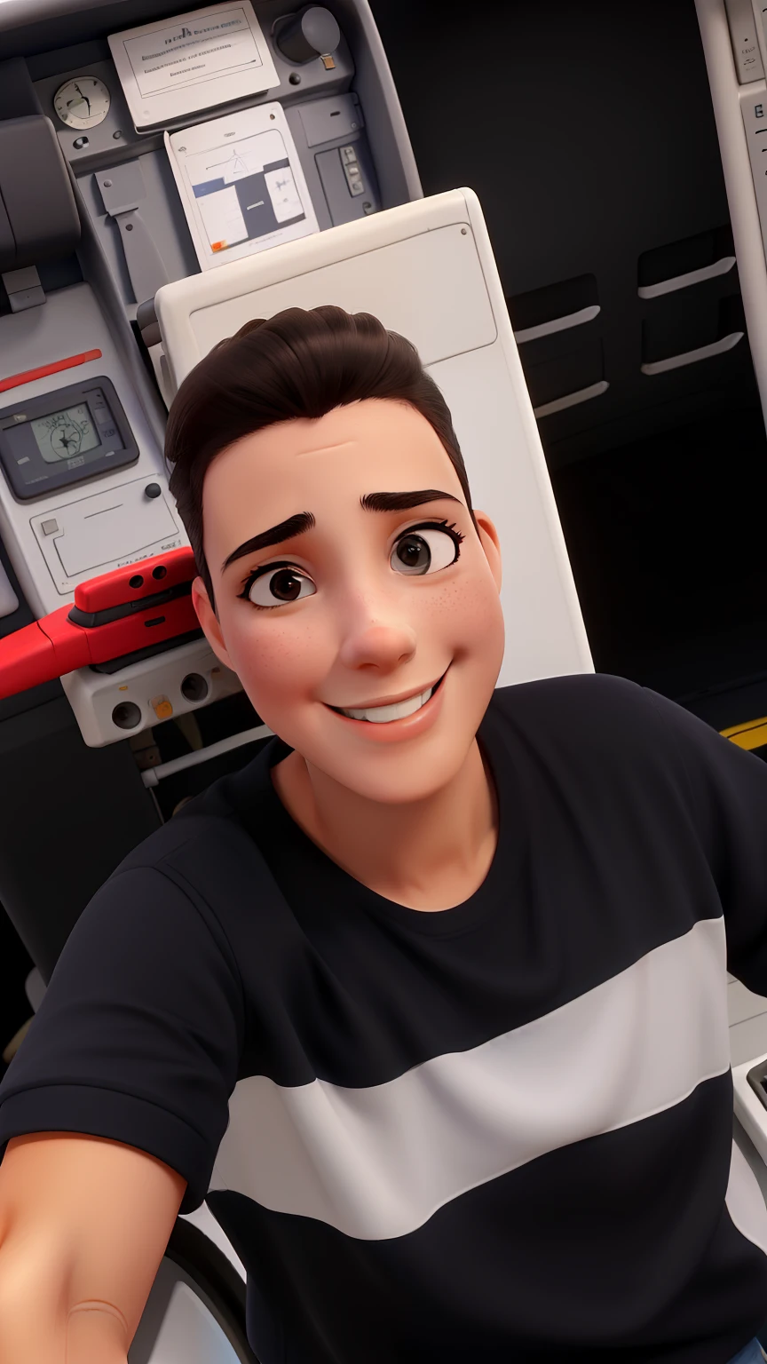Um jovem de 24 anos, Alegre, sonhador, noivo de uma mulher de 27 anos, Studying Aircraft Maintenance