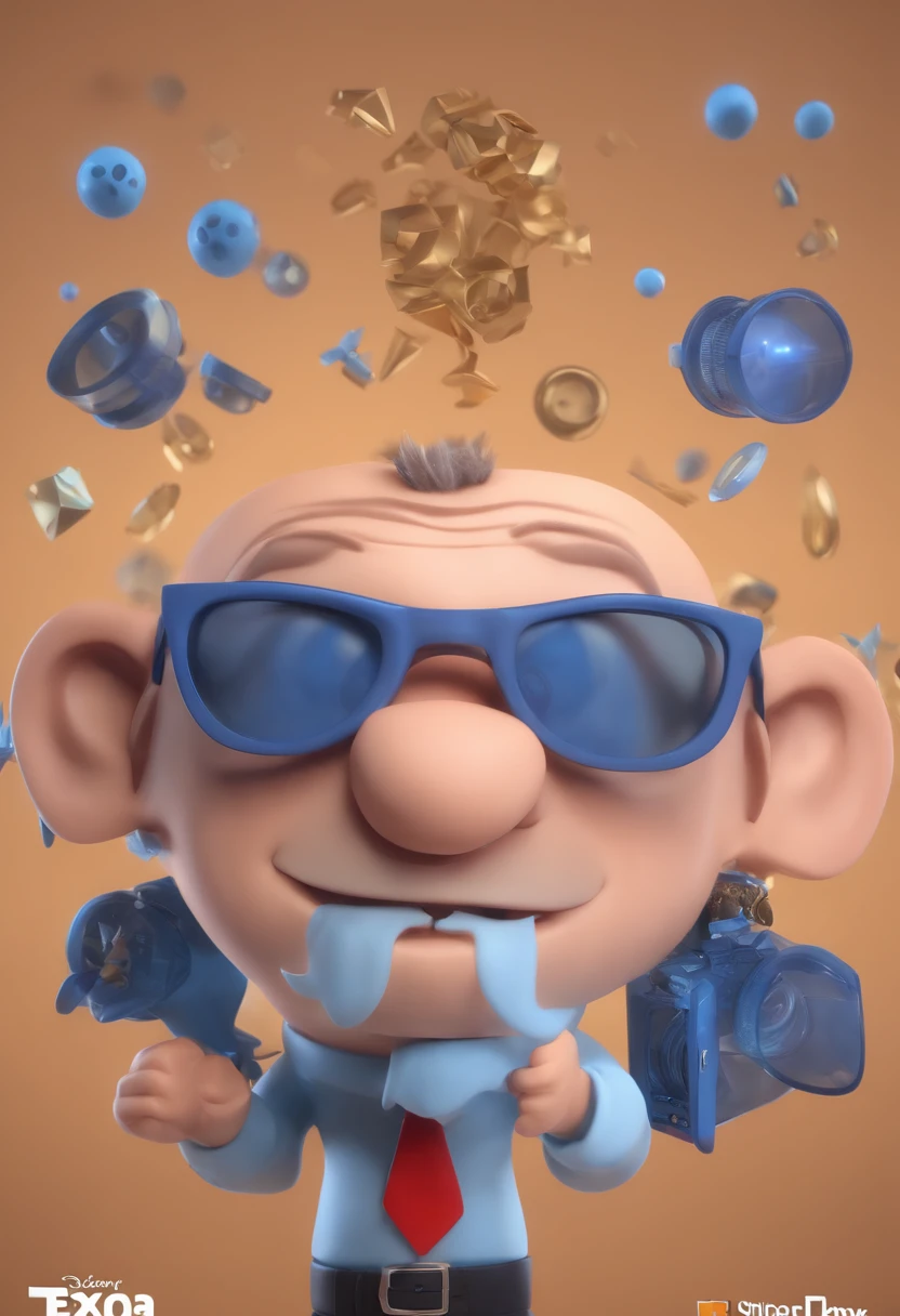 Cartoon character of a man with black glasses and a blue shirt, animation character, Caractere estilizado, animation style rendering, 3D estilizado, Arnold Maya render, 3 d render stylized, toon render keyshot, Personagem 3D, Personagem 3D, 3d rendering stylized, 3 d character render, personagem de desenho animado, Personagem de close up, Pose de personagem,  (Estilo Pixar) (master part:1.2) (Bokeh) (best quality) (pele detalhada) (textura detalhada) (8k) (argila) (Cinematic lighting) (foco nítido