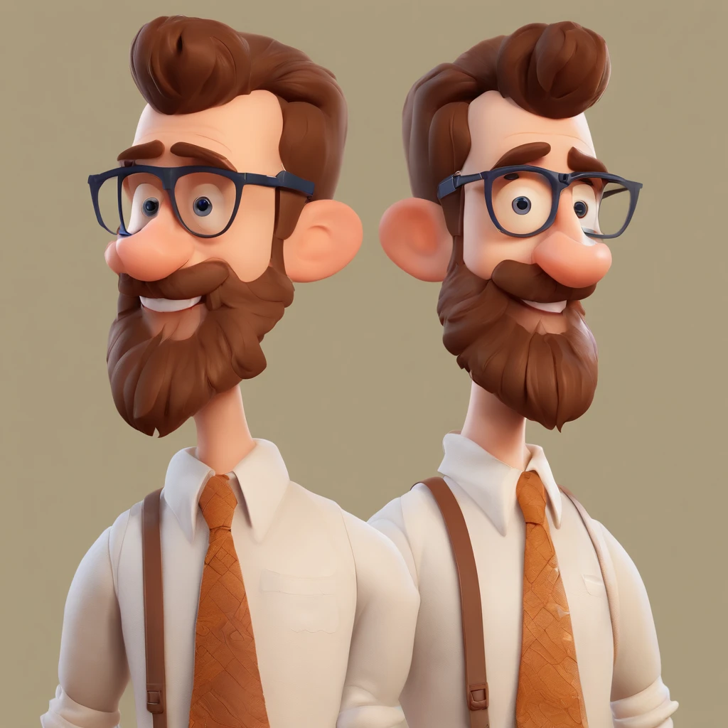 Criar um personagem no estilo Pixar. Trata-se de um homem de 25 anos, com barba, oculos quadrados, com cabelos pretos curtos bone e olhos castanhos ele deve estar rodeado por carros