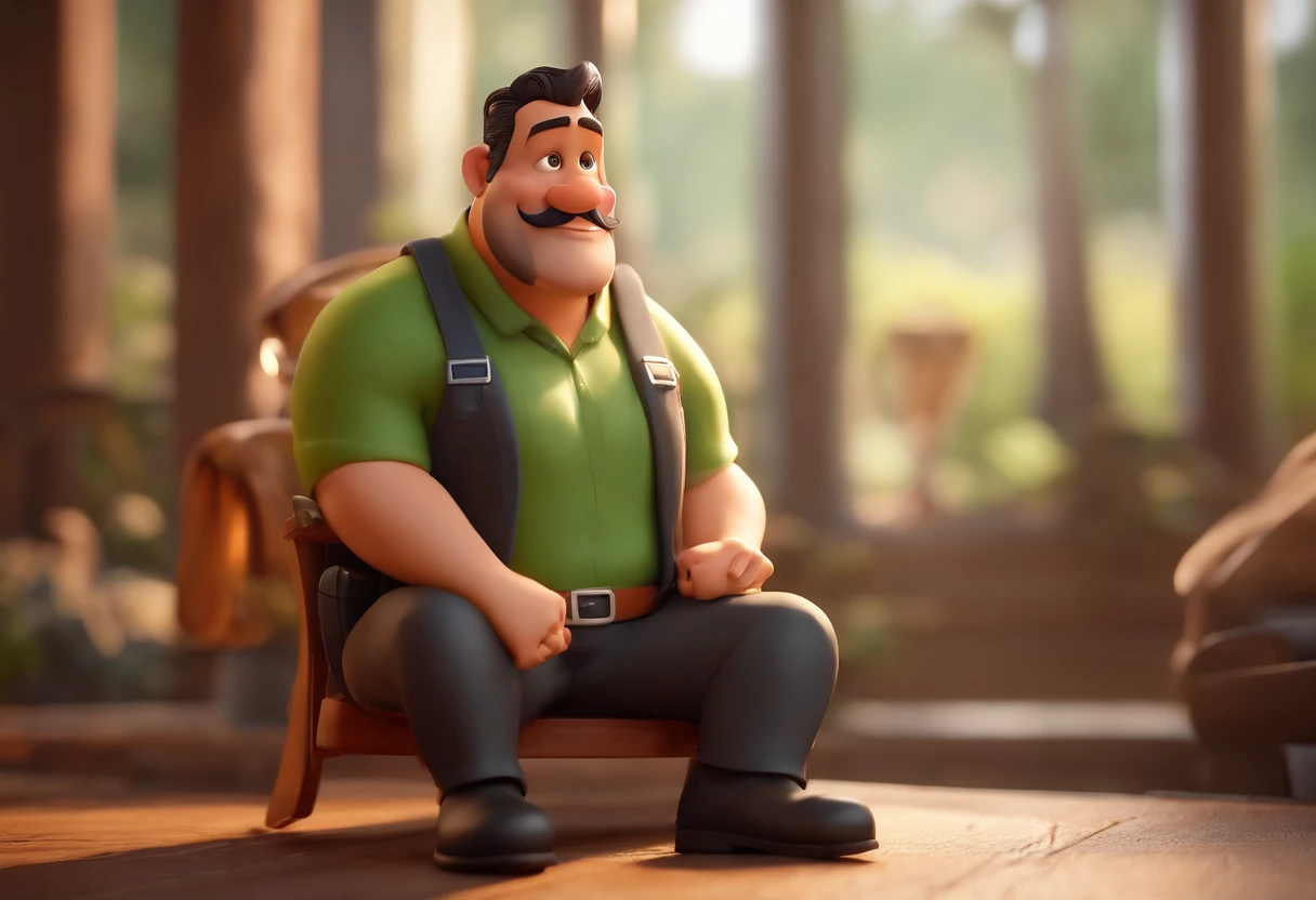 personagem dos desenhos animados de um homem branco, de cabelos preto, barba, With chubby fitness, com uma camisa cinza, do lado a sua esposa, mulher alta, cabelos Pretos, magra , com a camisa cinza e avental verde, na frete da sua cafeteiria verde e laranja. mW Animation Character, Caractere estilizado, animation style rendering, 3D estilizado, Arnold Maya render, 3 d render stylized, toon render keyshot, Personagem 3D, Personagem 3D, 3d rendering stylized, 3 d character render, personagem de desenho animado, Personagem de close up, Pose de personagem, (Estilo Pixar) (master part:1.2) (Bokeh) (best quality) (pele detalhada) (textura detalhada) (8k) (argila) (Cinematic lighting) (foco nítido