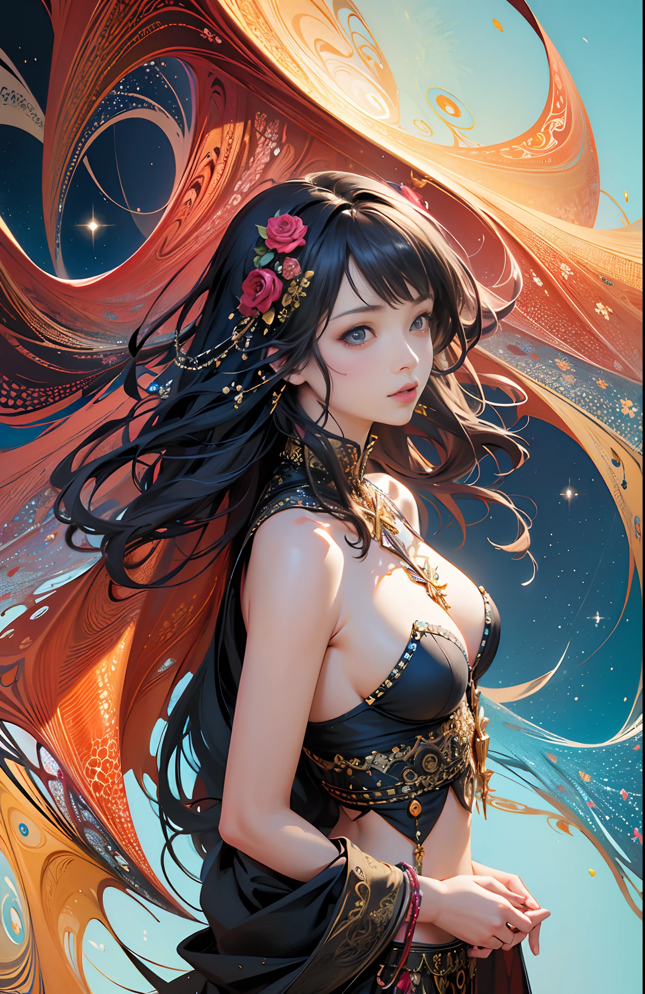 (masterpiece, top quality, best quality, official art, beautiful and aesthetic:1.2), (1girl), extreme detailed,(fractal art:1.3),colorful,highest detailed