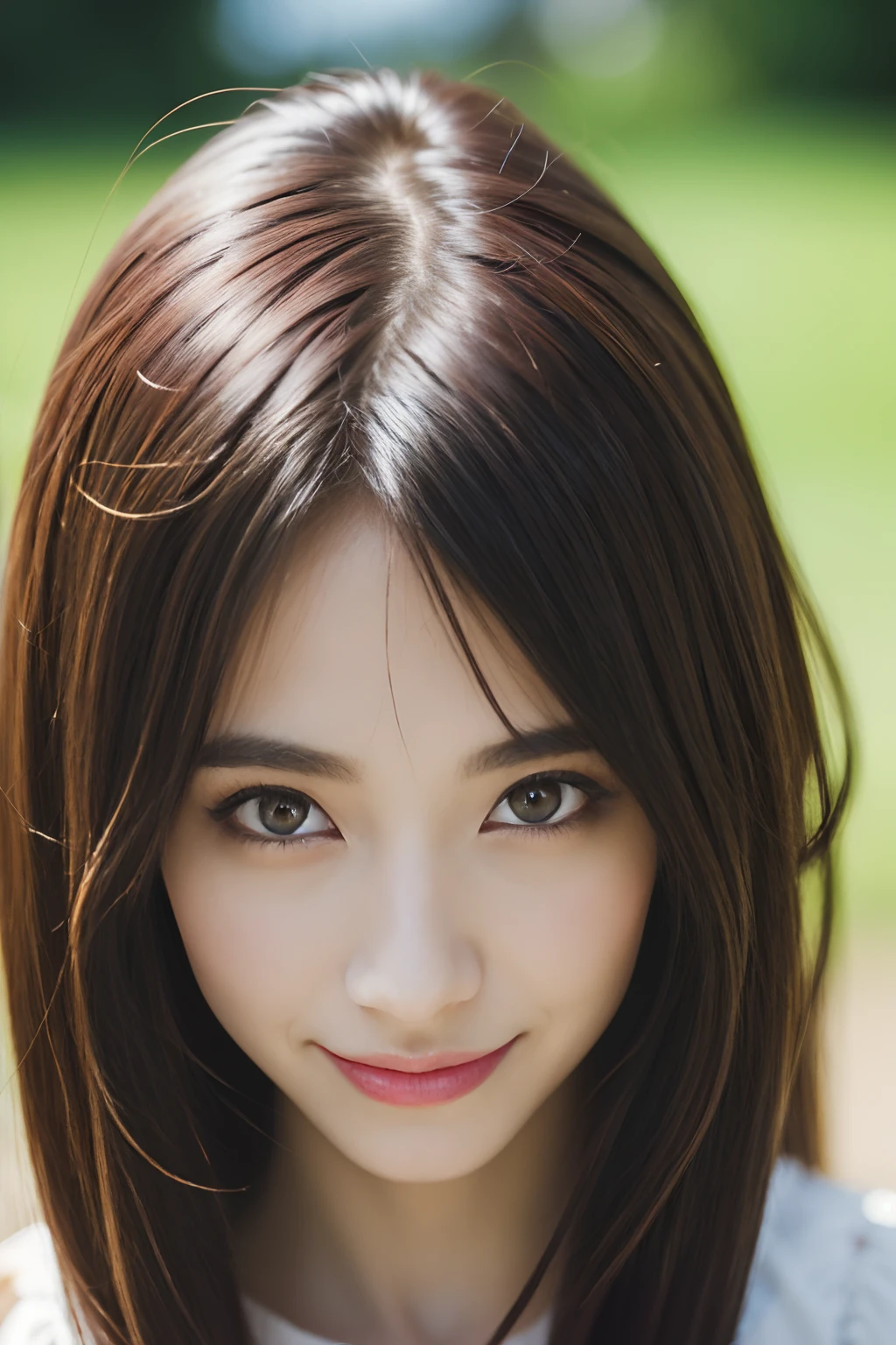 (realistic, photo-realistic:1.37),(8k, RAW photo, best quality, masterpiece:1.2), cute, ultra-detailed,heart-shaped pupils,physically-based rendering, ultra high res, kodakvision color, shot on Arricam LT Camera, bokeh, sharp focus,
looking at viewer,photorealistic,realistic, solo, photorealistic, best quality,extremely detailed face,extremely detailed eyes and face, beautiful detailed eyes,absurdres, incredibly absurdres,haunting smile,Messy hair, floating hair, ,
