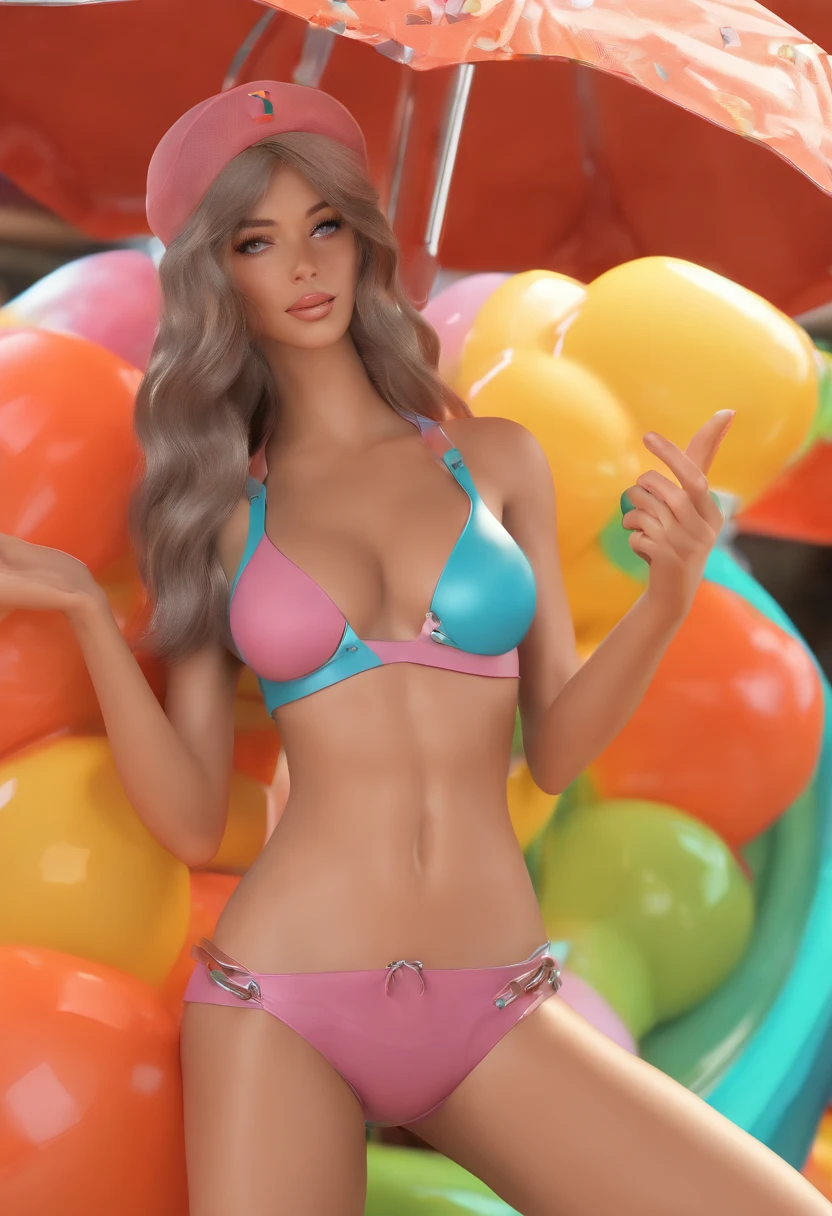 A bikini woman with horny and glossy