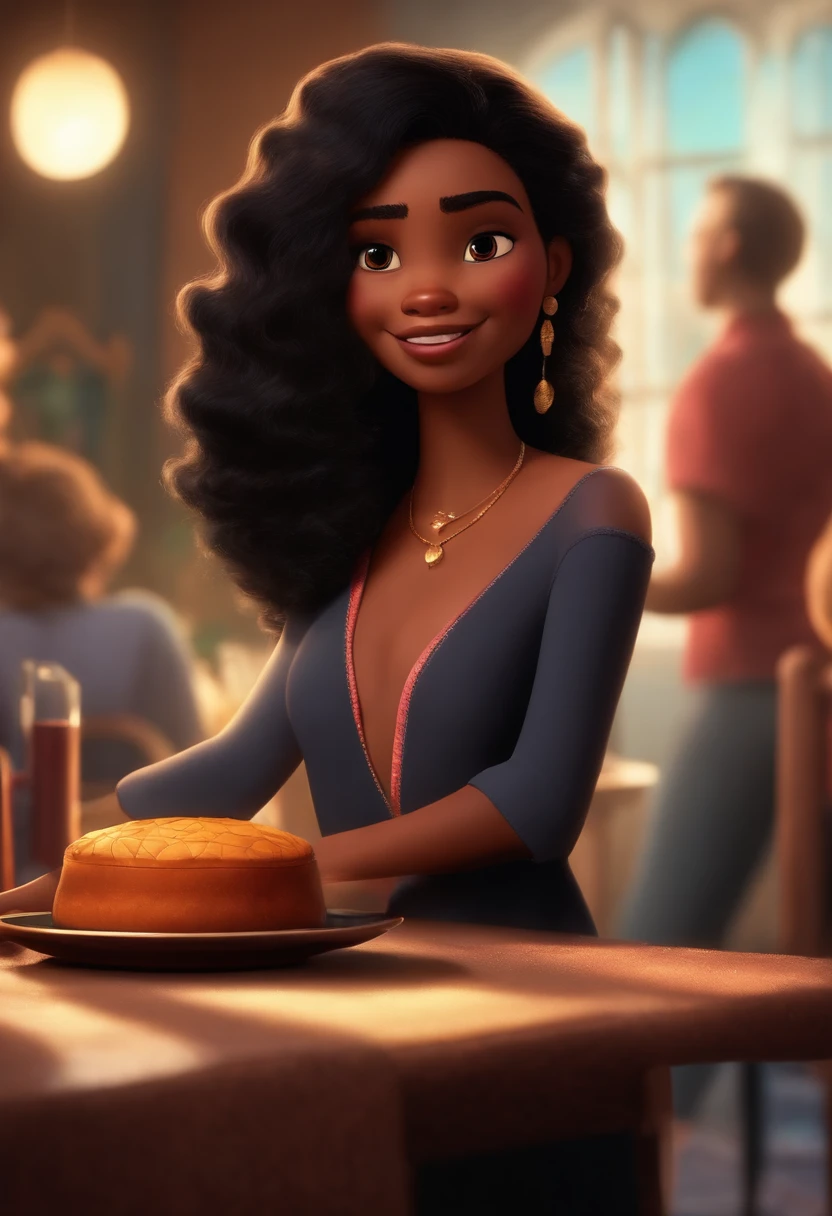 Um filme inspirado na Disney Pixar SOUL  (MENINA PRETA NOVA COM CABELO ENCARACOLADO PRETO) dentro A cena estar na arte distinta do estilo PIXAR