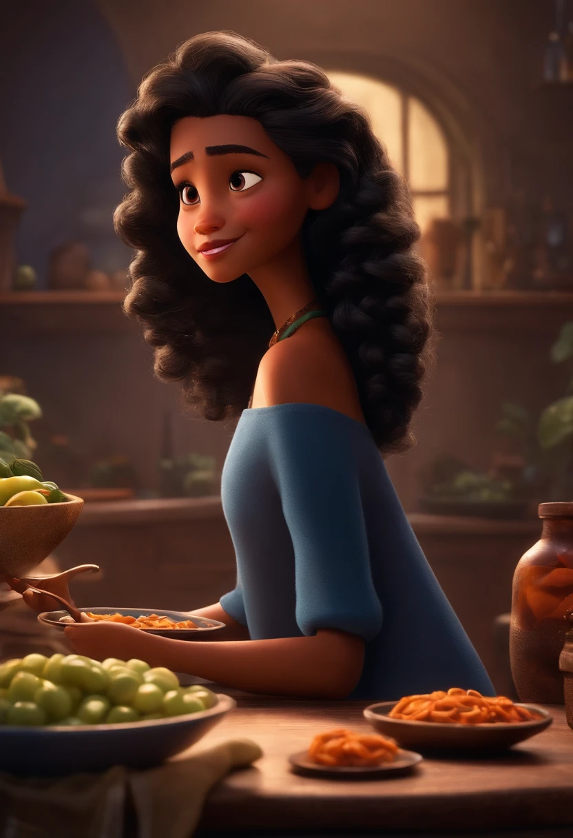 Um filme inspirado na Disney Pixar SOUL  (MENINA PRETA NOVA COM CABELO ENCARACOLADO PRETO) dentro A cena estar na arte distinta do estilo PIXAR