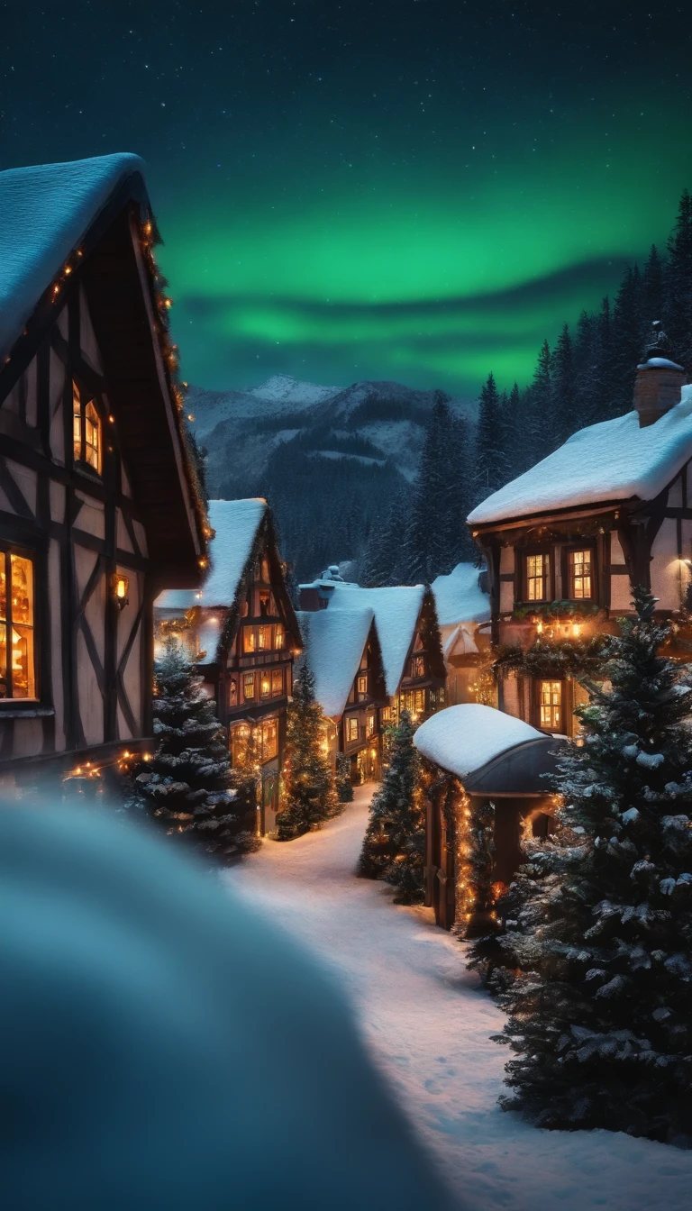 1️⃣ christmas village by stina gish, fullscreen wallpaper, in the style of realistic depiction of light, alfred guillou, associated press photo, cross processing, 32k uhd, eye-catching, aurorapunk   --ar 9:16 --v 5.2