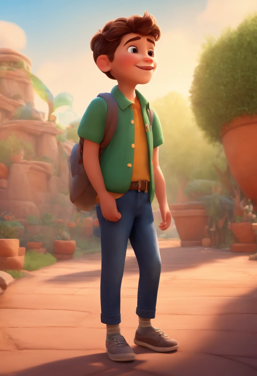 Image of a boy for a story in a YouTube video in Pixar format, He's the little allabester, He's the class leader, He's outgoing, Playful and gets up for a lot of things