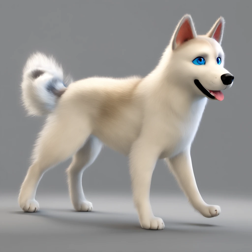 Com base na imagem anexada crie uma imagem minha com meu cachorro husky siberiano no modelo pixar
