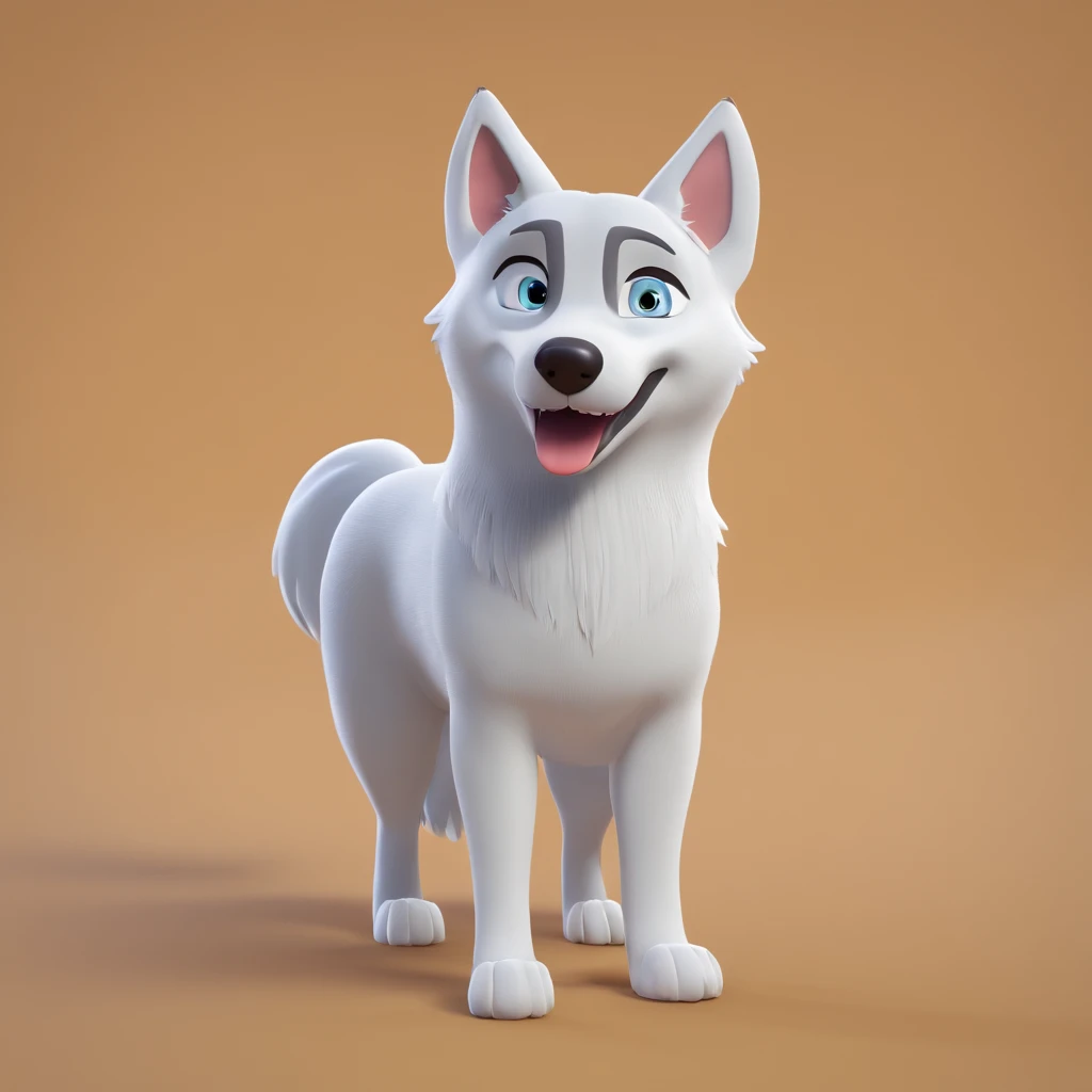 Com base na imagem anexada crie uma imagem minha com meu cachorro husky siberiano no modelo pixar