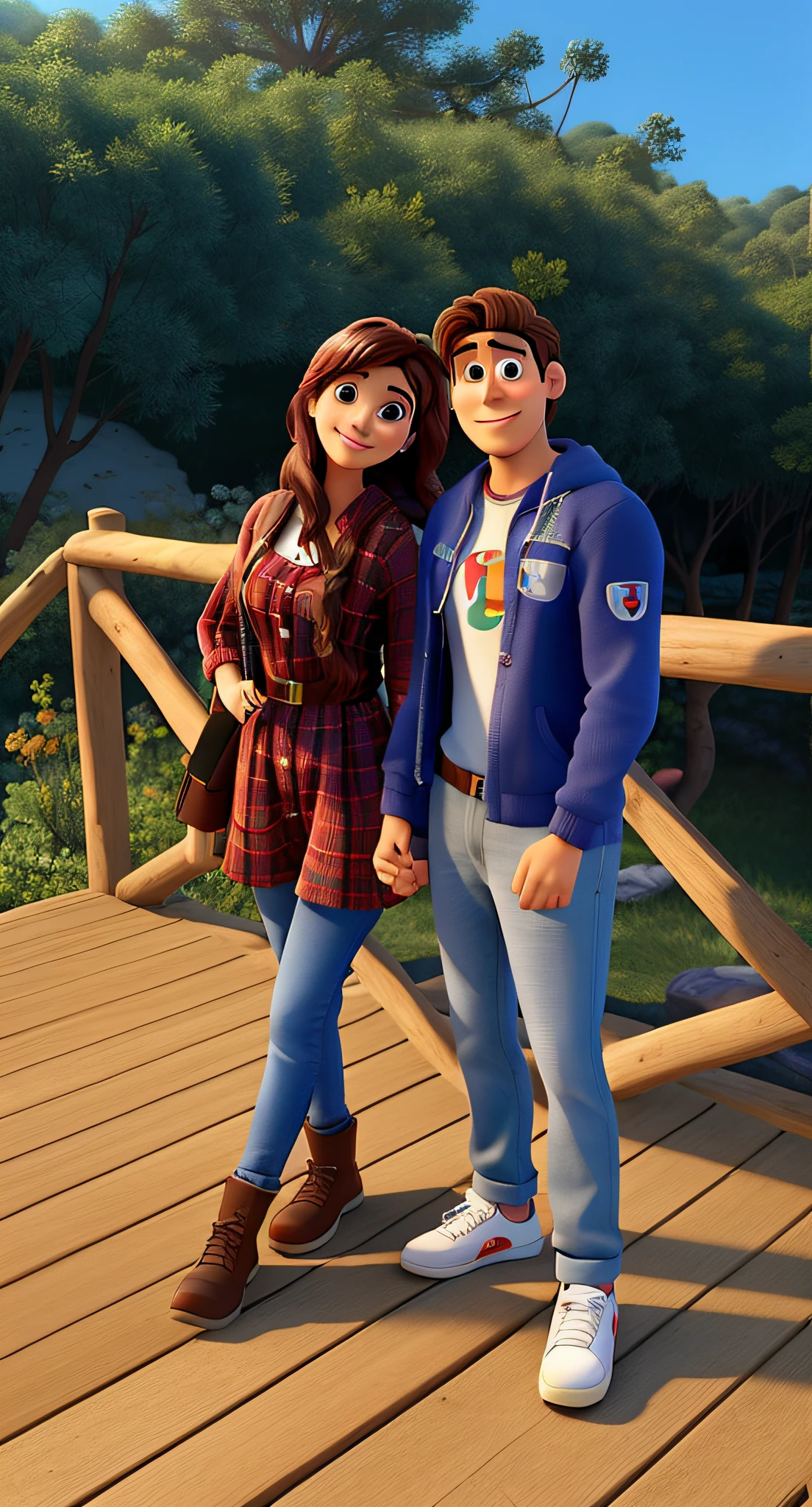 Um casal de um homem e uma mulher estilo disney pixar, alta qualidade, melhor qualidade