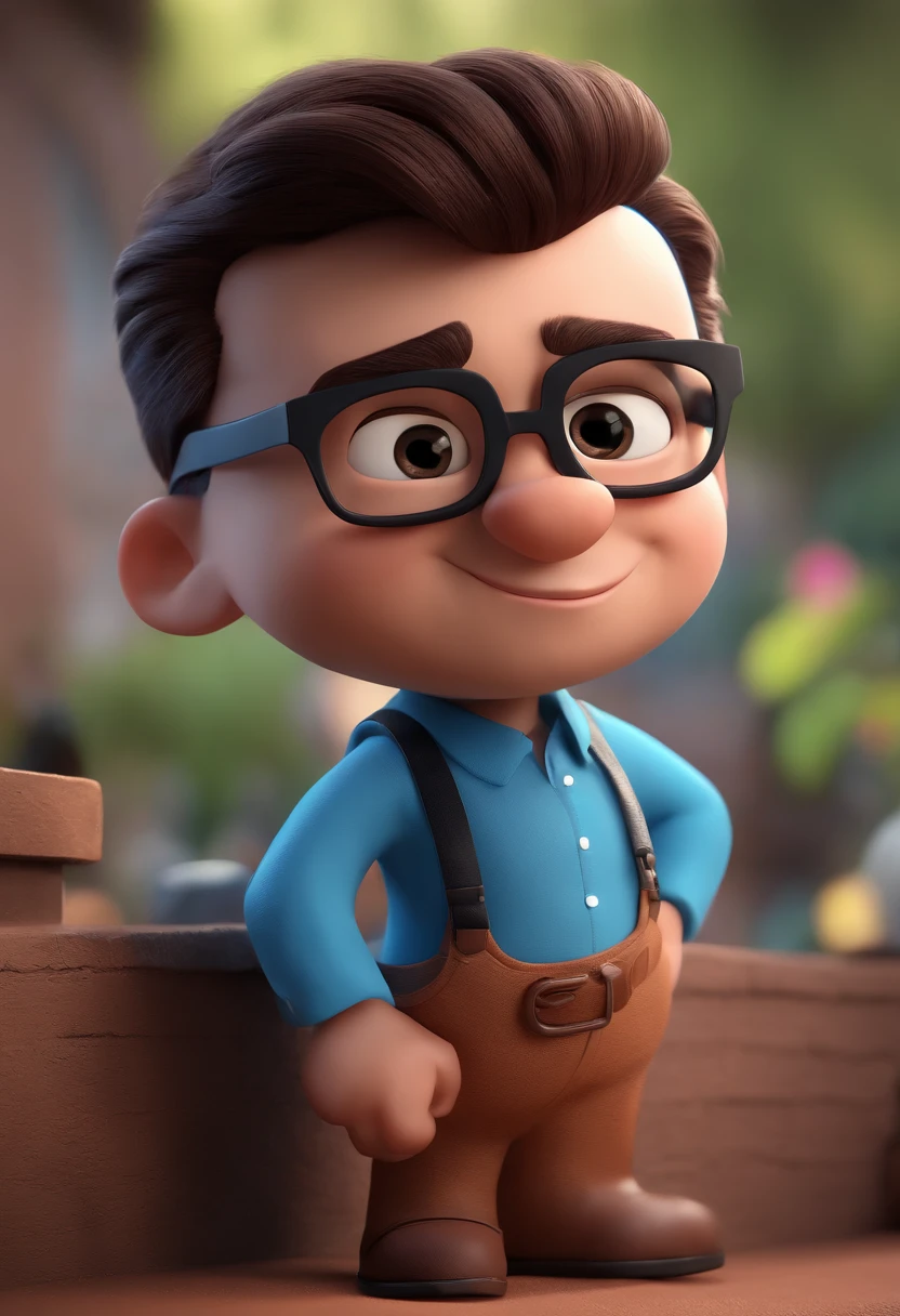 Cartoon character of a man with black glasses and a blue shirt, animation character, Caractere estilizado, animation style rendering, 3D estilizado, Arnold Maya render, 3 d render stylized, toon render keyshot, Personagem 3D, Personagem 3D, 3d rendering stylized, 3 d character render, personagem de desenho animado, Personagem de close up, Pose de personagem, (Estilo Pixar) (master part:1.2) (Bokeh) (best quality) (pele detalhada) (textura detalhada) (8k) (argila) (Cinematic lighting) (foco nítido