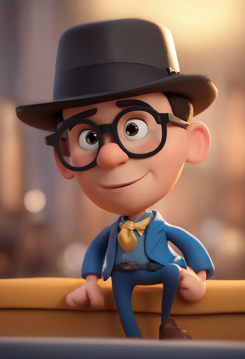 Cartoon character of a man with black glasses and a blue shirt, animation character, Caractere estilizado, animation style rendering, 3D estilizado, Arnold Maya render, 3 d render stylized, toon render keyshot, Personagem 3D, Personagem 3D, 3d rendering stylized, 3 d character render, personagem de desenho animado, Personagem de close up, Pose de personagem, (Estilo Pixar) (master part:1.2) (Bokeh) (best quality) (pele detalhada) (textura detalhada) (8k) (argila) (Cinematic lighting) (foco nítido