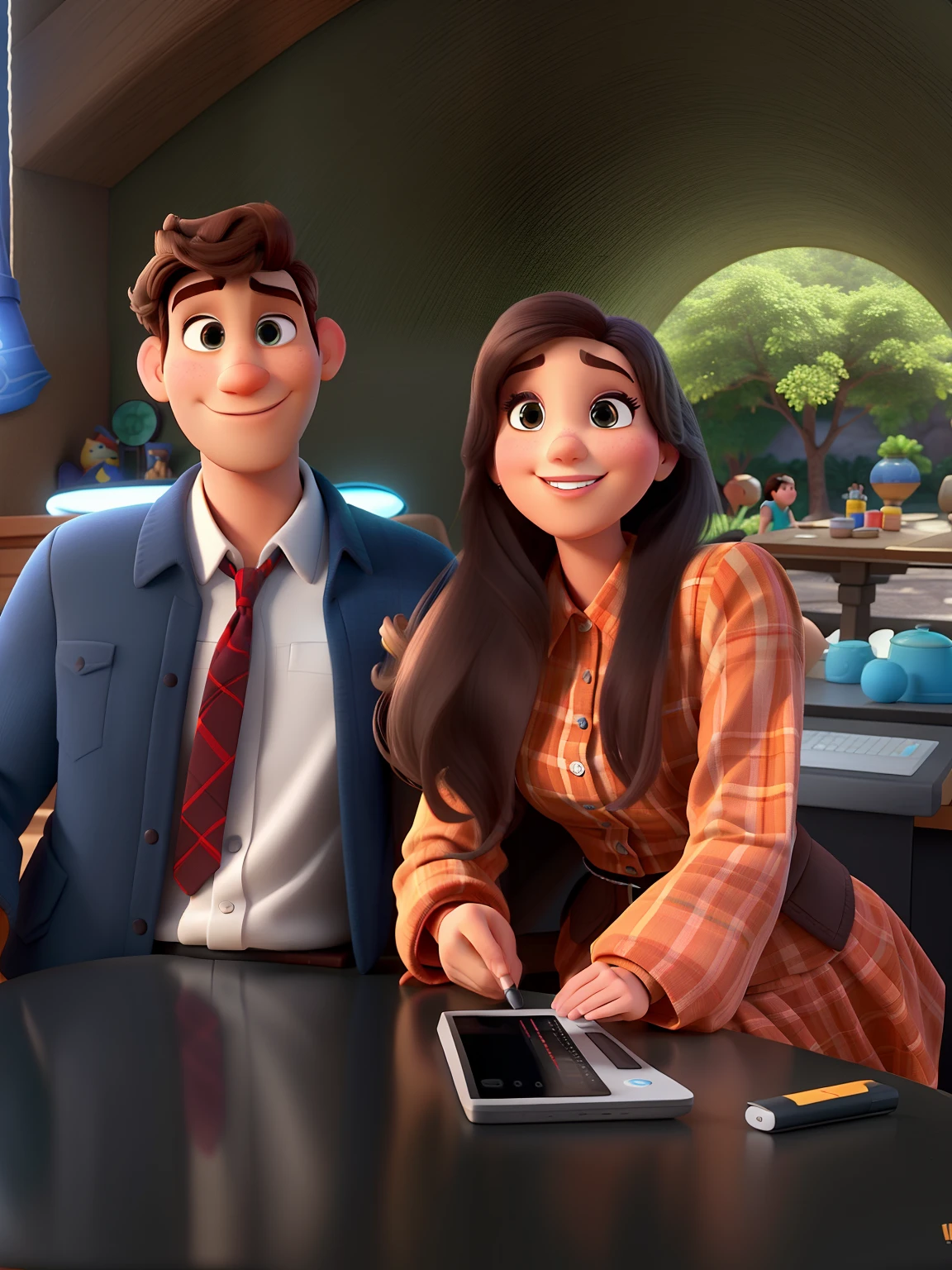 Um homem e uma mulher no estilo disney pixar, alta qualidade, melhor qualidade, lindos e perfeitos