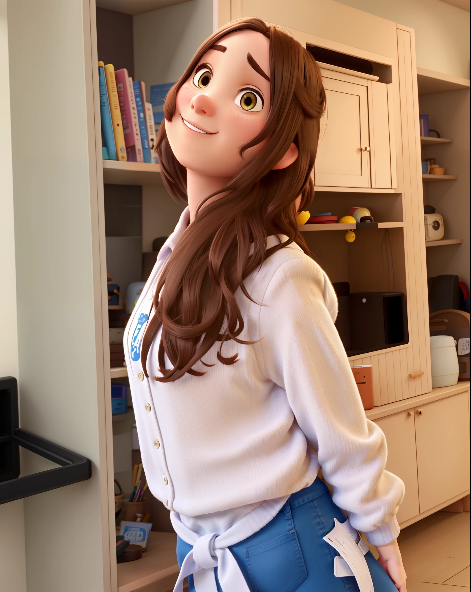 A brunette girl Pixar style, high quality the best quality