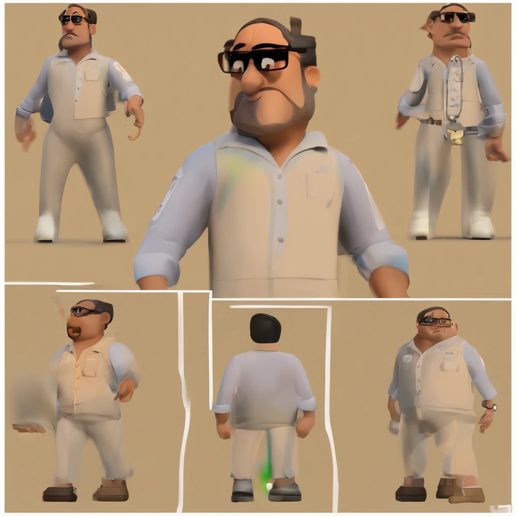 a 38-year-old man, chubby, with short brown hair and beard, diamond shape, stern look and brown eyes, wearing a white shirt with tie and glasses with a 4-year-old child, black, with brown hair, big black eyes and cheeks fat girls, Spiderman shirt.