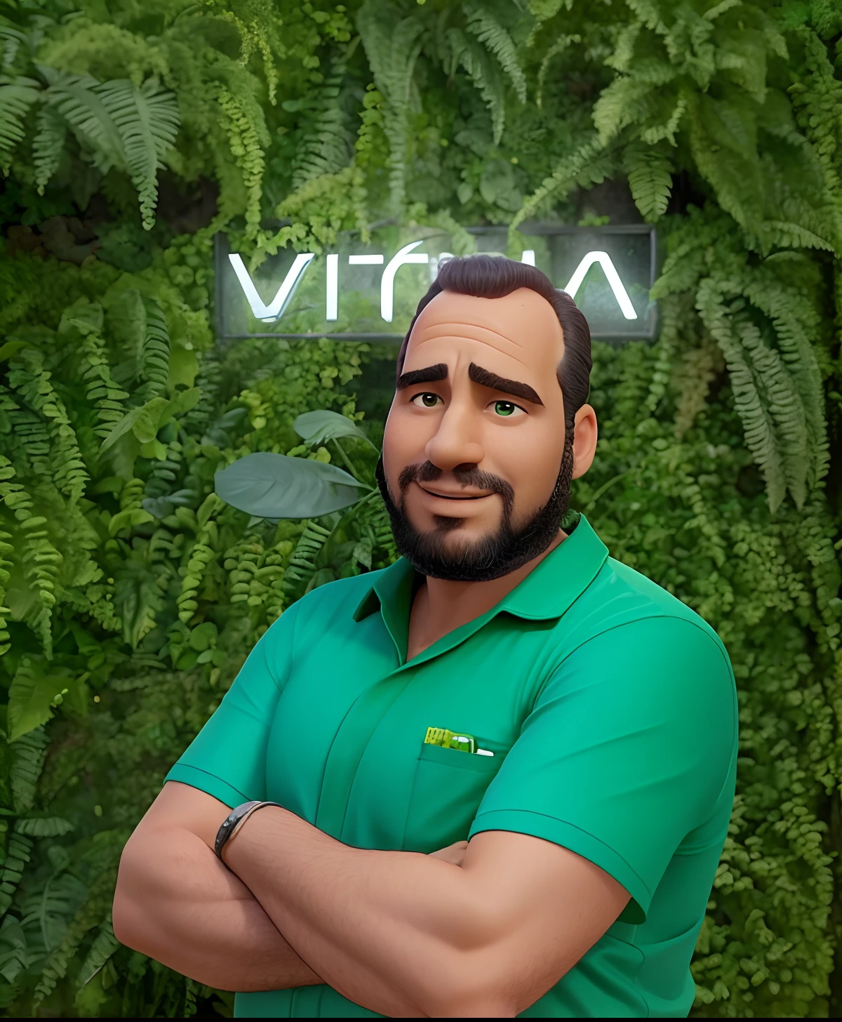 Man in green shirt standing in front of a wall of plants, Vanta Preto, Directed by: Viktor Oliva, victor maristane, imagem do avatar, Vanta Blac, Victo, Russia, Directed by: Luis Miranda, Victor Antonov, by João Artur da Silva, Directed by: Ramon Silva, Nick Silva