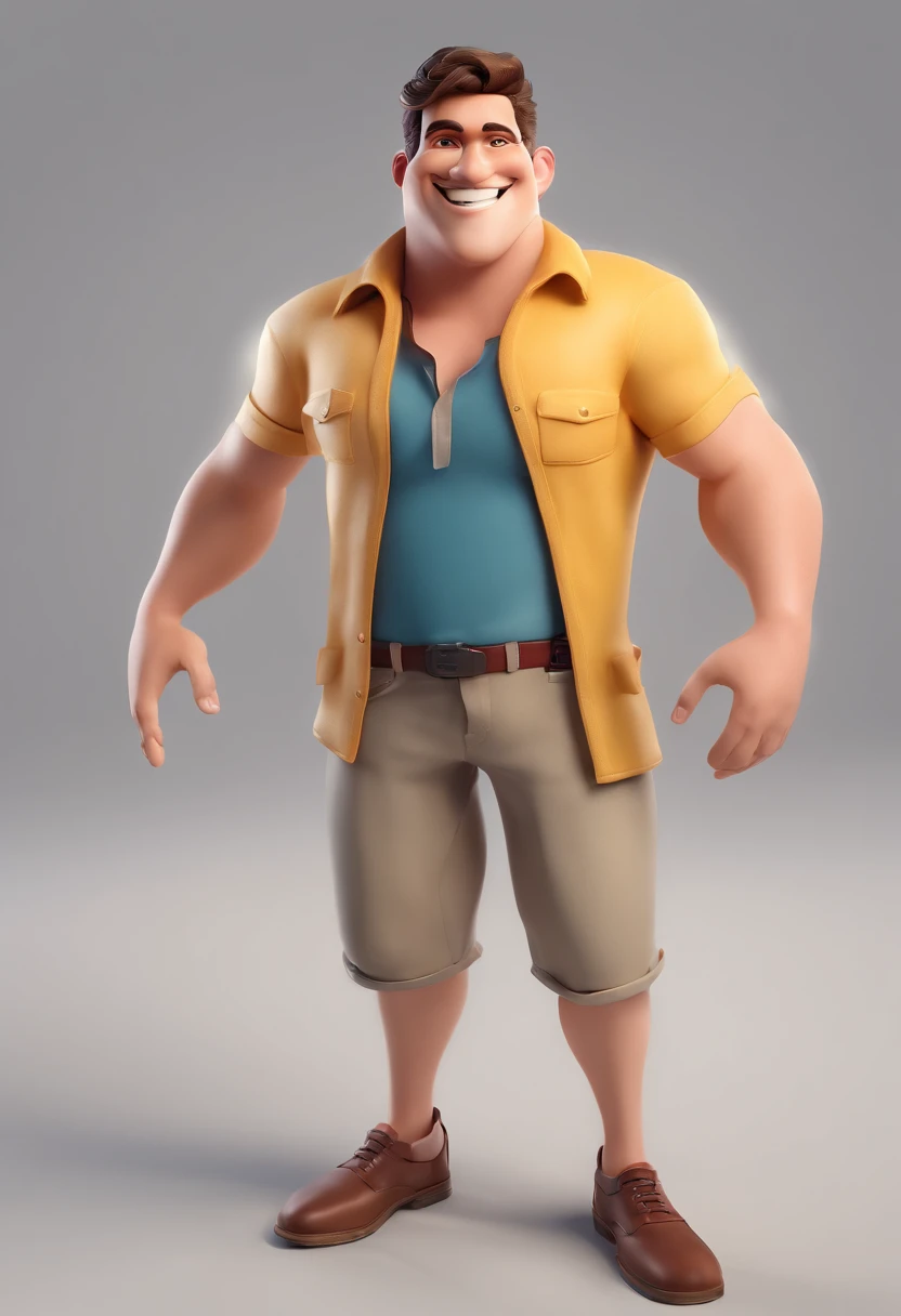 Smiling Man Illustration, sorriso insano, Homem de pele marrom com um sorriso gigante, happily smiling at the camera, sorriso atrevido, he's smiling, sorriso muito grande, Macho sorridente, foto de perfil headshot, rindo sorriso enorme, desenhando no estilo de Arte 3D, c4d, fundo de cor branco puro, estilo disney, estilo pixar render ilustracao Super Detalhe, 8k