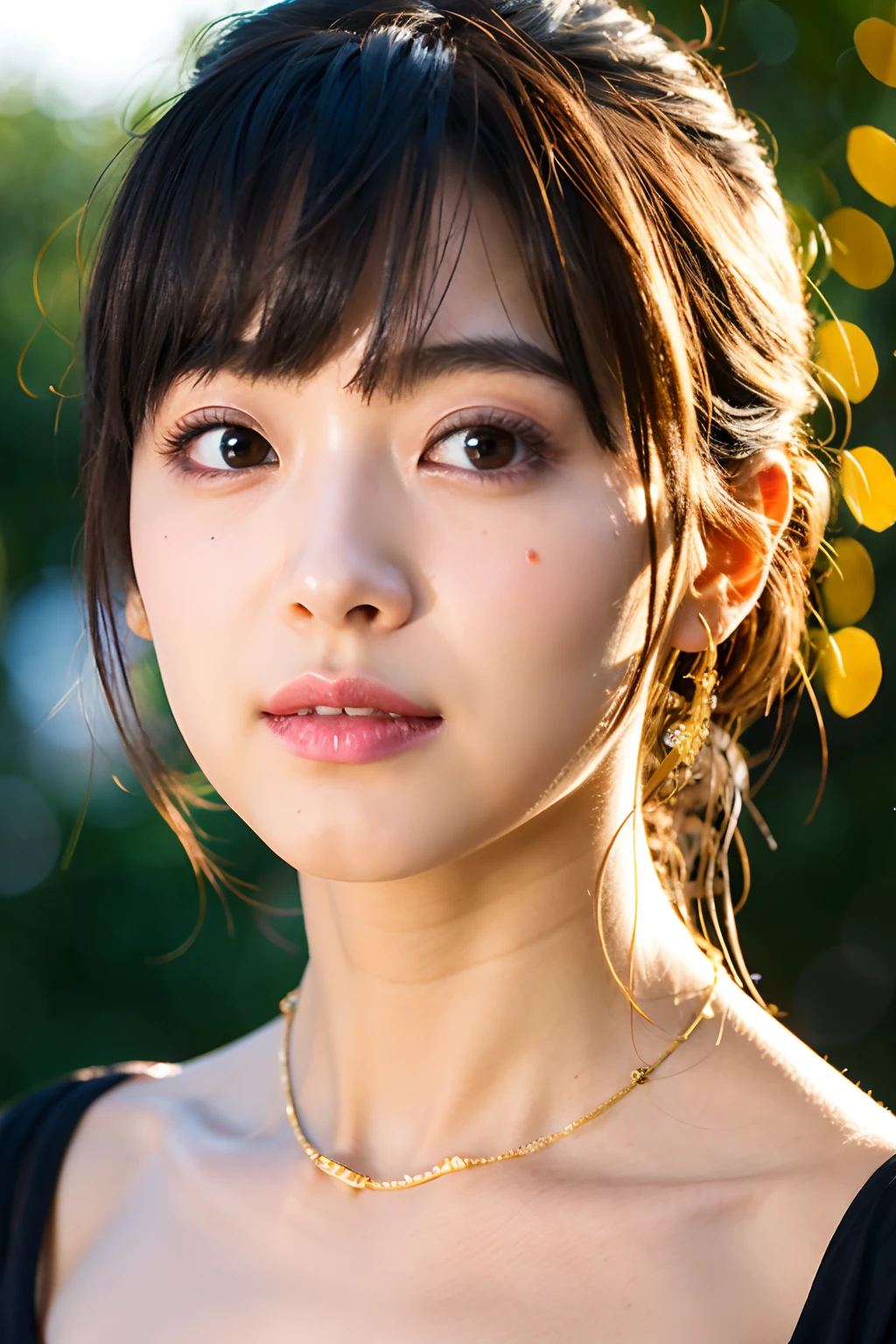 Random posture,1girl,seduce, beautiful breasts, lips, realistic, photo_\(medium\), solo, (masterpiece),(photorealistic:1.3), ultra-detailed, (high detailed skin:1.2),(best quality:1.0), (ultra highres:1.0), (ulzzang-6500:0.3), beautiful and clear eyes, delicate necklace,sunshine, (beautiful detailed makeup), (sexually aroused blushing heavy breathing:1.0), (soft glow bloom:0.5), mix4