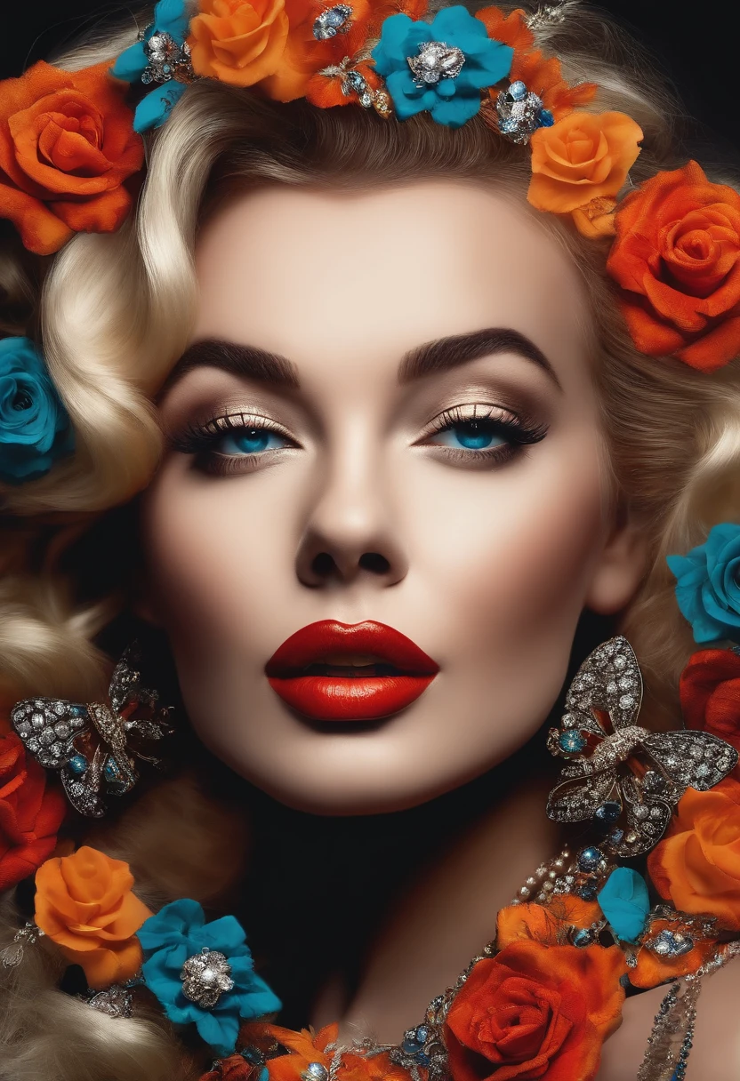 mulher jovem loira usando joias, mulher parecida com as atrizes marilyn monroe e UDREY HEPBURN