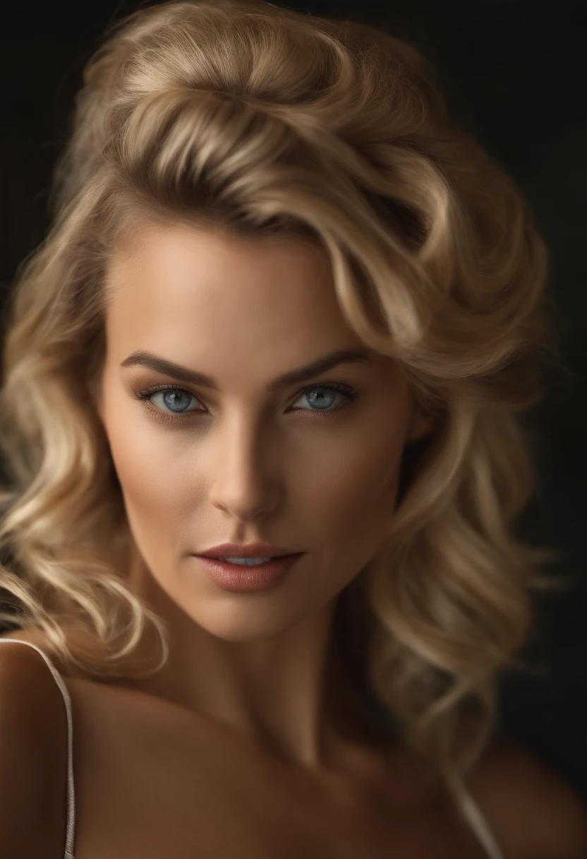 Realistic masterpiece, Photo of half of a woman's body MyNataLee with (seins naturels : 1.1) portant un bikini, cheveux blonds en chignon, yeux bleus, beau visage, femme la plus chaude du monde, photoreallistic, PhotoStudio Quality, 8k, Very detailed, award-winning photo, espanique