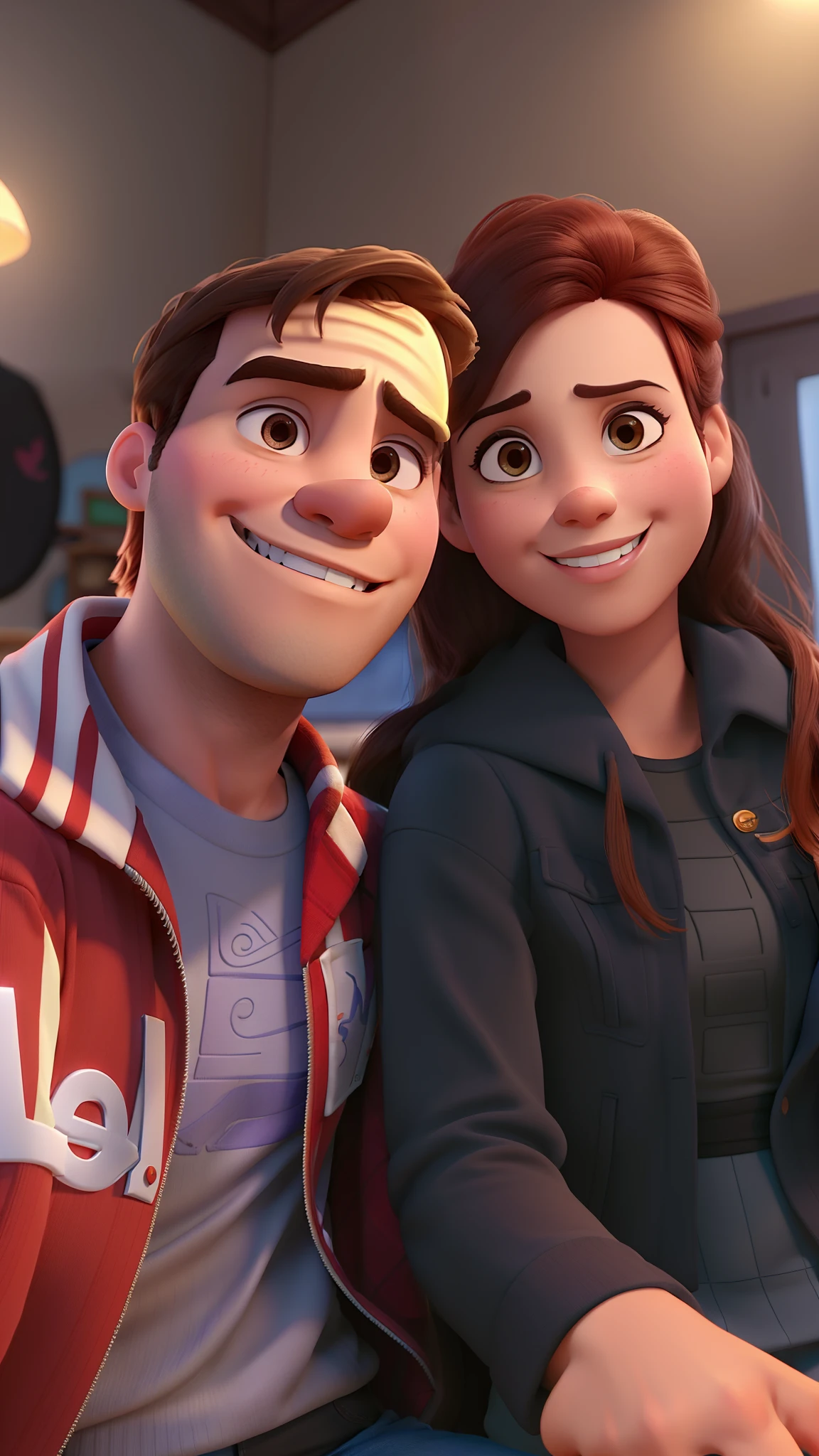 casal homem e mulher no estilo Disney Pixar,homem branco e mulher morena, alta qualidade, melhor qualidade