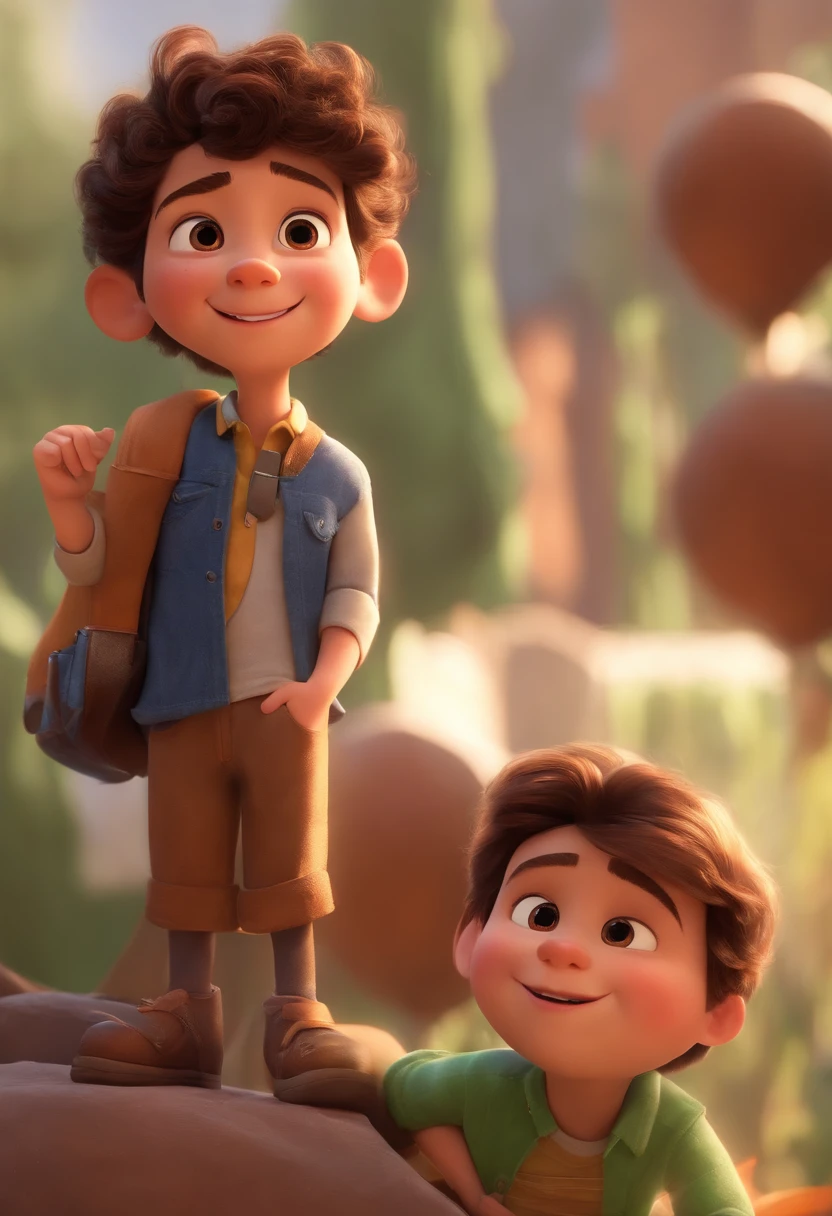 Image of a boy for a story in a YouTube video in Pixar format, He's the little allabester, He's the class leader, He's outgoing, Playful and gets up for a lot of things