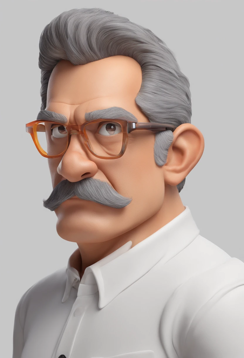 ((best quality)), ((master part)), ((desenhos animados realistas)), ((Personagem perfeito)) - Um retrato frontal meticulosamente detalhado e realista de um homem com cabelo raspado, glasses and a shirt with beautiful textures. O homem olha diretamente para o espectador, Establish a strong and confident presence. The image captures their distinctive facial features, accurately showing the brightness of your eyes and the design of your glasses. The black shirt is rendered with fine details, aumentando o profissionalismo do retrato. Enviado para documentos oficiais, this portrait is presented in impressive 8K UHD resolution, Ensure clarity and unique protection.