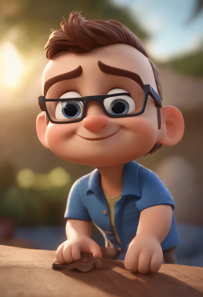 personagem dos desenhos animados de um homem e uma camisa azul, animation character, Caractere estilizado, animation style rendering, 3D estilizado, render, 3 d render stylized, toon render keyshot, Personagem 3D, Personagem 3D, 3d rendering stylized, 3 d character render, personagem de desenho animado, Personagem de close up, Pose de personagem, (Estilo Pixar) (master part:1.2) (Bokeh) (best quality) (pele detalhada) (textura detalhada) (8k) (argila) (Cinematic lighting) (foco nítido