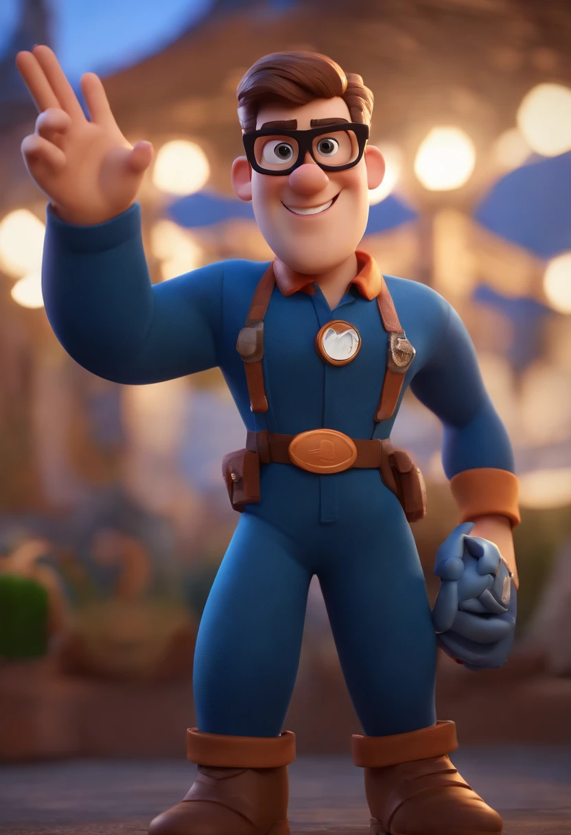 personagem dos desenhos animados de um homem e uma camisa azul, animation character, Caractere estilizado, animation style rendering, 3D estilizado, render, 3 d render stylized, toon render keyshot, Personagem 3D, Personagem 3D, 3d rendering stylized, 3 d character render, personagem de desenho animado, Personagem de close up, Pose de personagem, (Estilo Pixar) (master part:1.2) (Bokeh) (best quality) (pele detalhada) (textura detalhada) (8k) (argila) (Cinematic lighting) (foco nítido