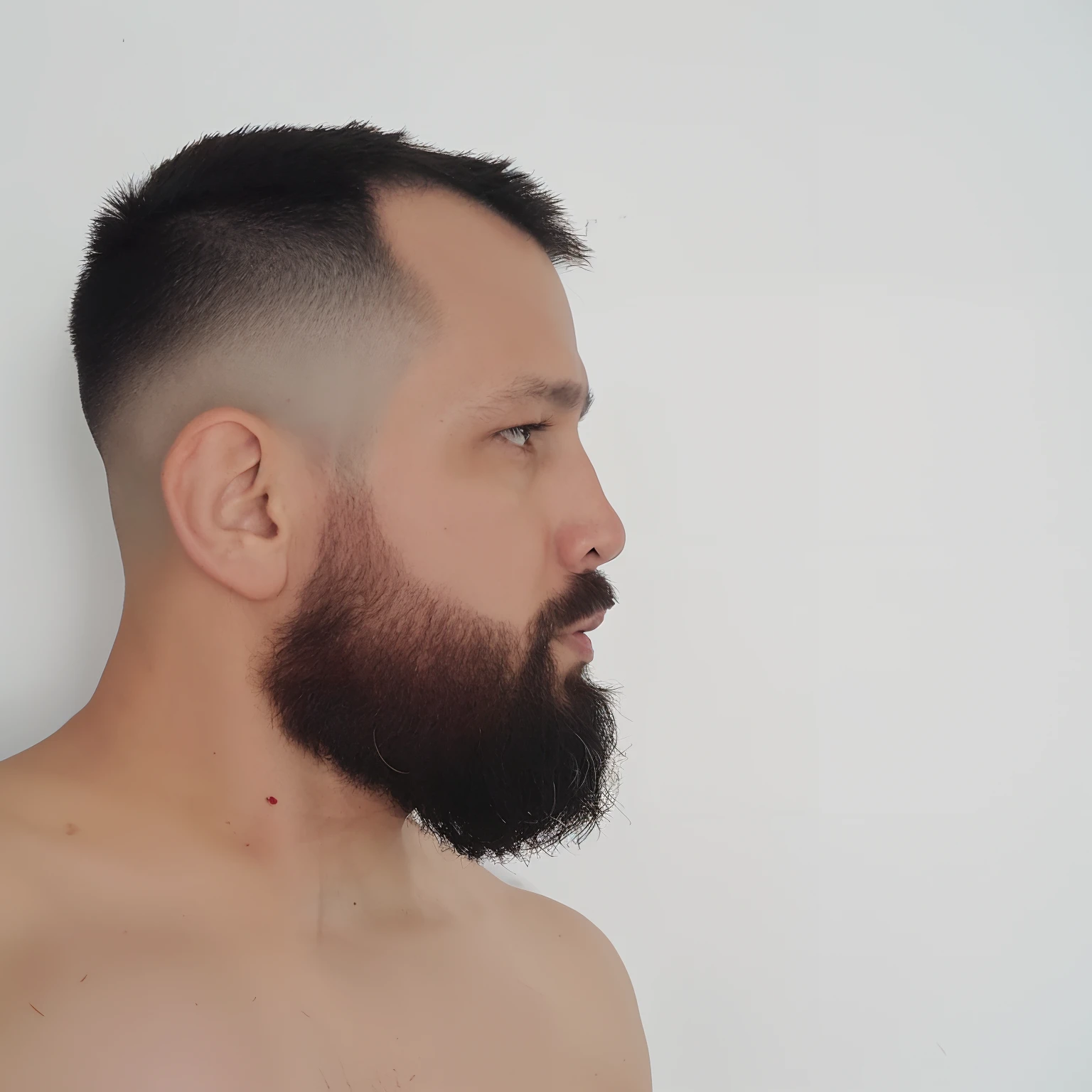 There's a 36-year-old man with a shirtless beard, profile view, side of head, com oculos, lutator de jiu-jitsu forte, estilo desenho