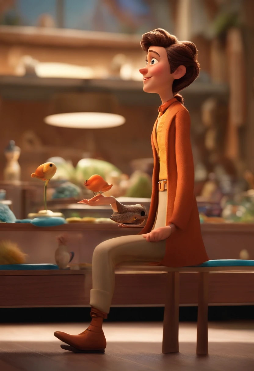 A Dream Architect Inspired by Pixar Animation, de perto. The character takes center stage with captivating facial expressions, oferecendo um toque de irrealidade