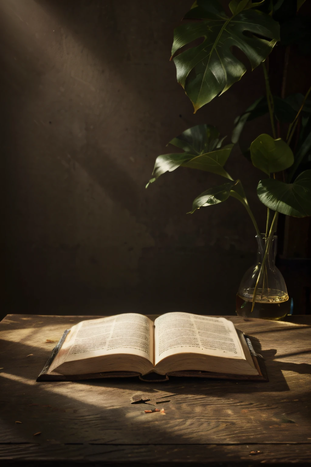 image of the Old Testament being leafed through on an old wooden table; bright environment, with light colors. fulhd image, 4k.