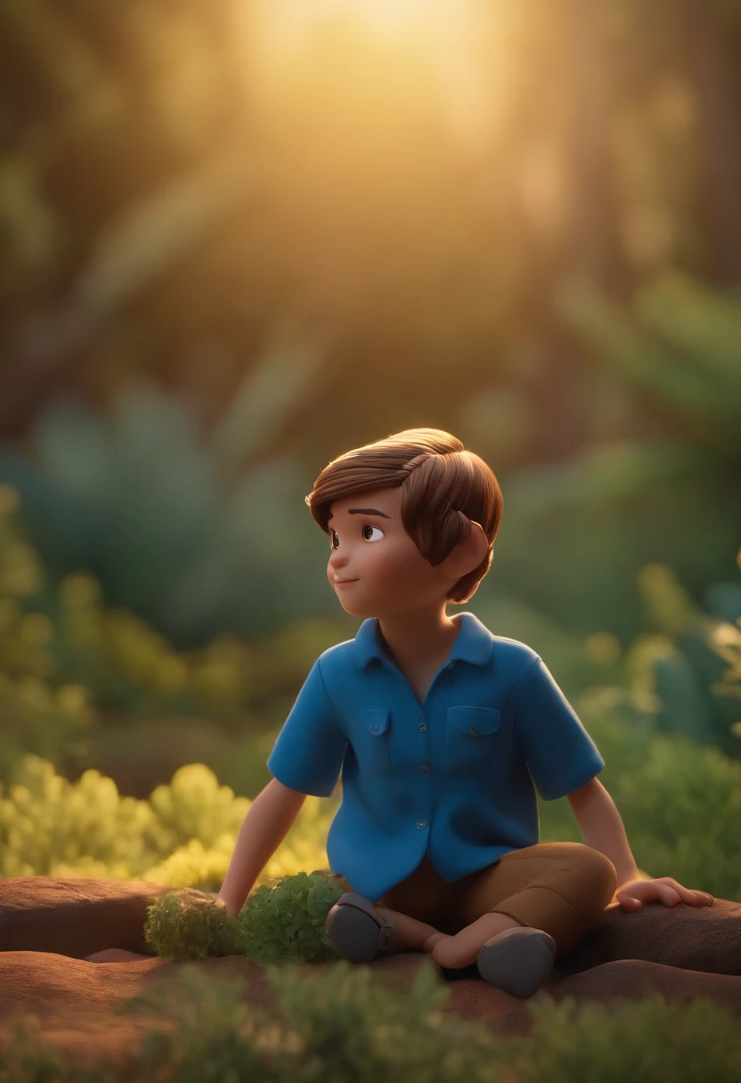Garoto, estilo disney, tom de pele: claro: Cabelo: marrom escuro, liso, curto, penteado para o lado direito. camisa: social, Cor azul. Fundo: Gray and white gradient,Comemorando, Hands raised, sorrindo, feliz, (estilo pixar) (obra-prima:1.2) (bokeh) (melhor qualidade) (pele detalhada) (textura detalhada) (8k) (claymation) (cinematic lighthing) (foco nítido