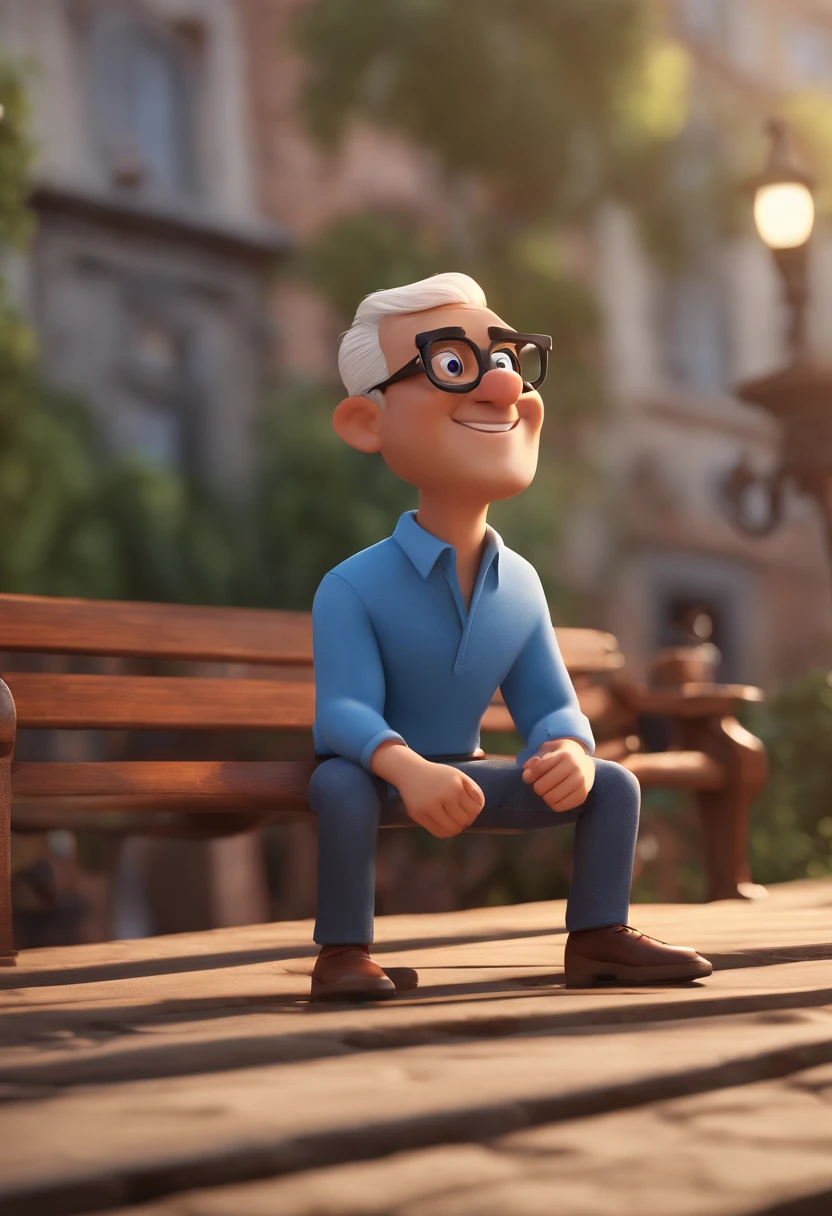 Cartoon character of a man with black glasses and a blue shirt, animation character, Caractere estilizado, animation style rendering, 3D estilizado, Arnold Maya render, 3 d render stylized, toon render keyshot, Personagem 3D, Personagem 3D, 3d rendering stylized, 3 d character render, personagem de desenho animado, Personagem de close up, Pose de personagem, (Estilo Pixar) (master part:1.2) (Bokeh) (best quality) (pele detalhada) (textura detalhada) (8k) (argila) (Cinematic lighting) (foco nítido