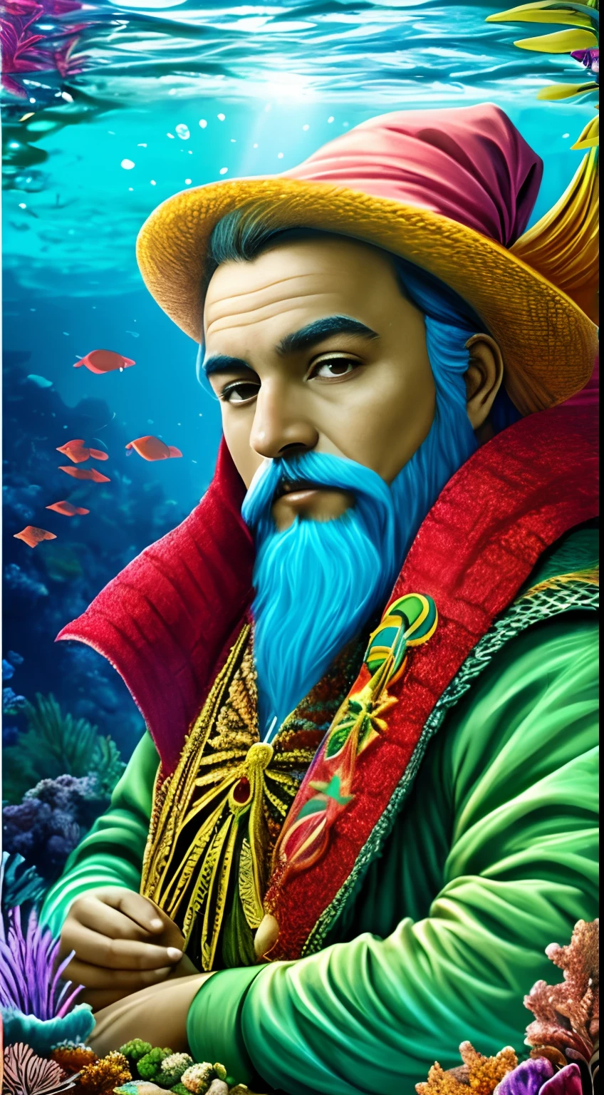 Um mago gnomo de masmorras & Underwater Dragons, (master part), (retrato), Complexo, foco, epics, arte tradicional