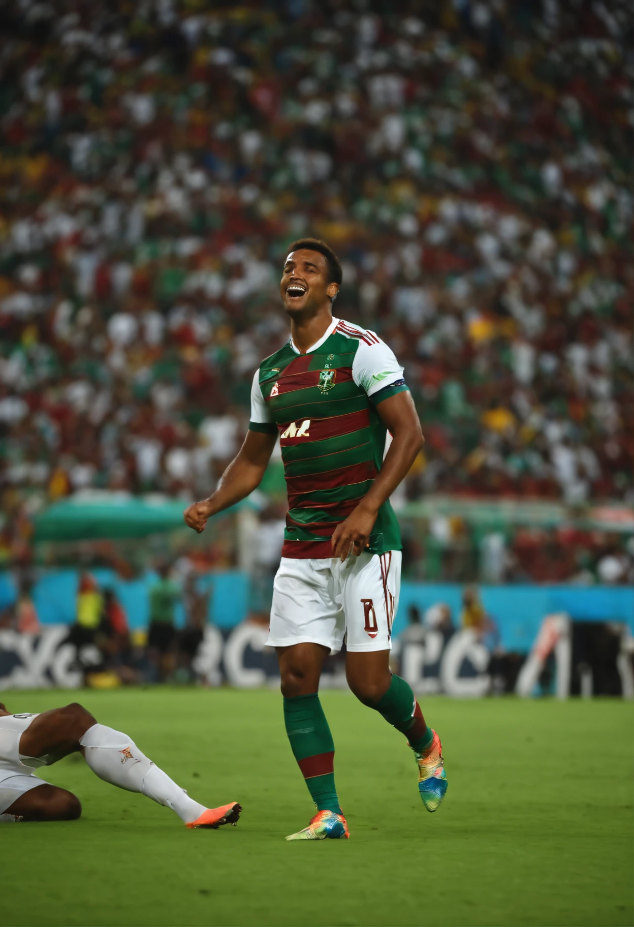 Jogador do fluminense time do rio de janeiro fazendo gol no maracana ,estadio de futebol