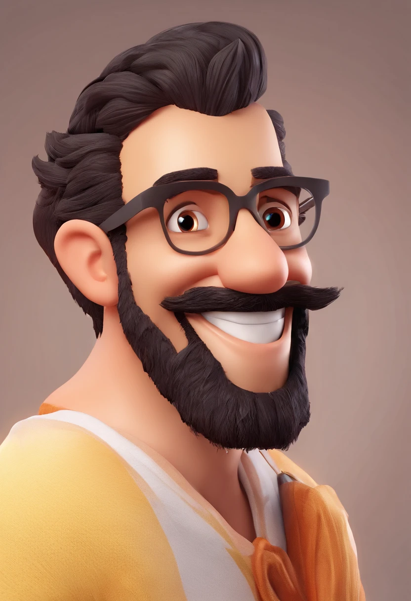 Smiling Man Illustration, sorriso insano, Homem de pele beje com um sorriso, happily smiling at the camera, sorriso atrevido, he's smiling, sorriso, Macho sorridente, foto de perfil headshot, rindo sorriso enorme, desenhando no estilo de Arte 3D, c4d, fundo de cor branco puro, estilo disney