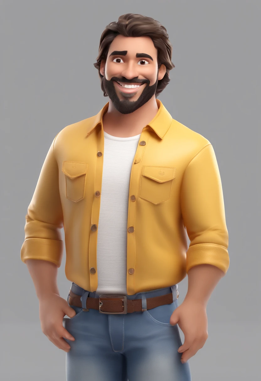 Smiling Man Illustration, sorriso insano, Homem de pele beje com um sorriso, happily smiling at the camera, sorriso atrevido, he's smiling, sorriso, Macho sorridente, foto de perfil headshot, rindo sorriso enorme, desenhando no estilo de Arte 3D, c4d, fundo de cor branco puro, estilo disney