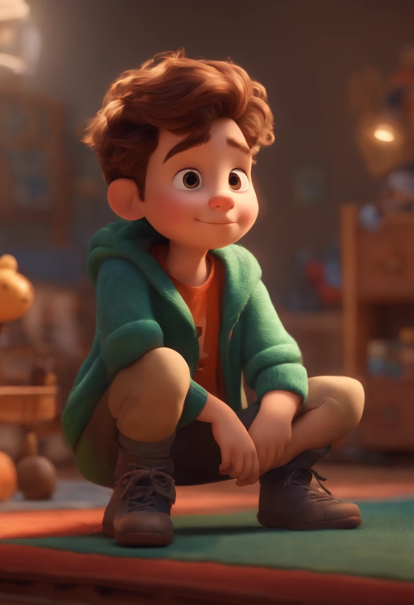 Image of a boy for a story in a YouTube video in Pixar format, He's the allabester, He's the class leader, He's outgoing, Playful and gets up for a lot of things, cabelo curto