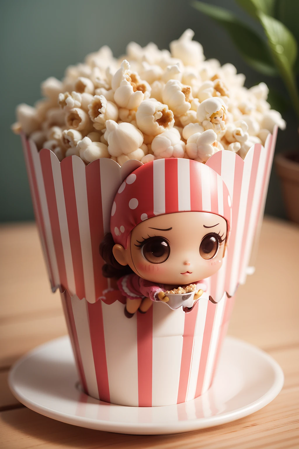 popcorn rosa seco, doll, cute, cup, coffee, fofo, chibi fundo simples,
