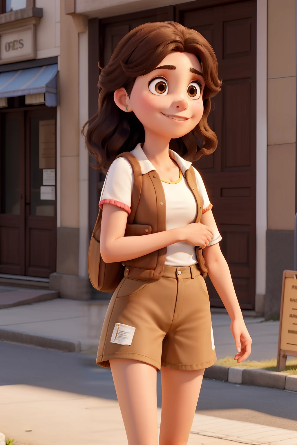 Obra-prima, de melhor qualidade, A brunette girl with hair on her shoulder , vestindo uma roupa de academia, correndo na rua