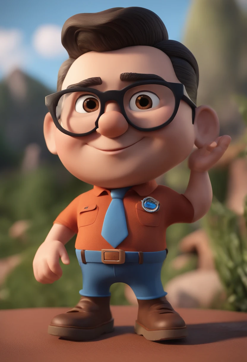 Cartoon character of a man with black glasses and a blue shirt, animation character, Caractere estilizado, animation style rendering, 3D estilizado, Arnold Maya render, 3 d render stylized, toon render keyshot, Personagem 3D, Personagem 3D, 3d rendering stylized, 3 d character render, personagem de desenho animado, Personagem de close up, Pose de personagem,  (Estilo Pixar) (master part:1.2) (Bokeh) (best quality) (pele detalhada) (textura detalhada) (8k) (argila) (Cinematic lighting) (foco nítido