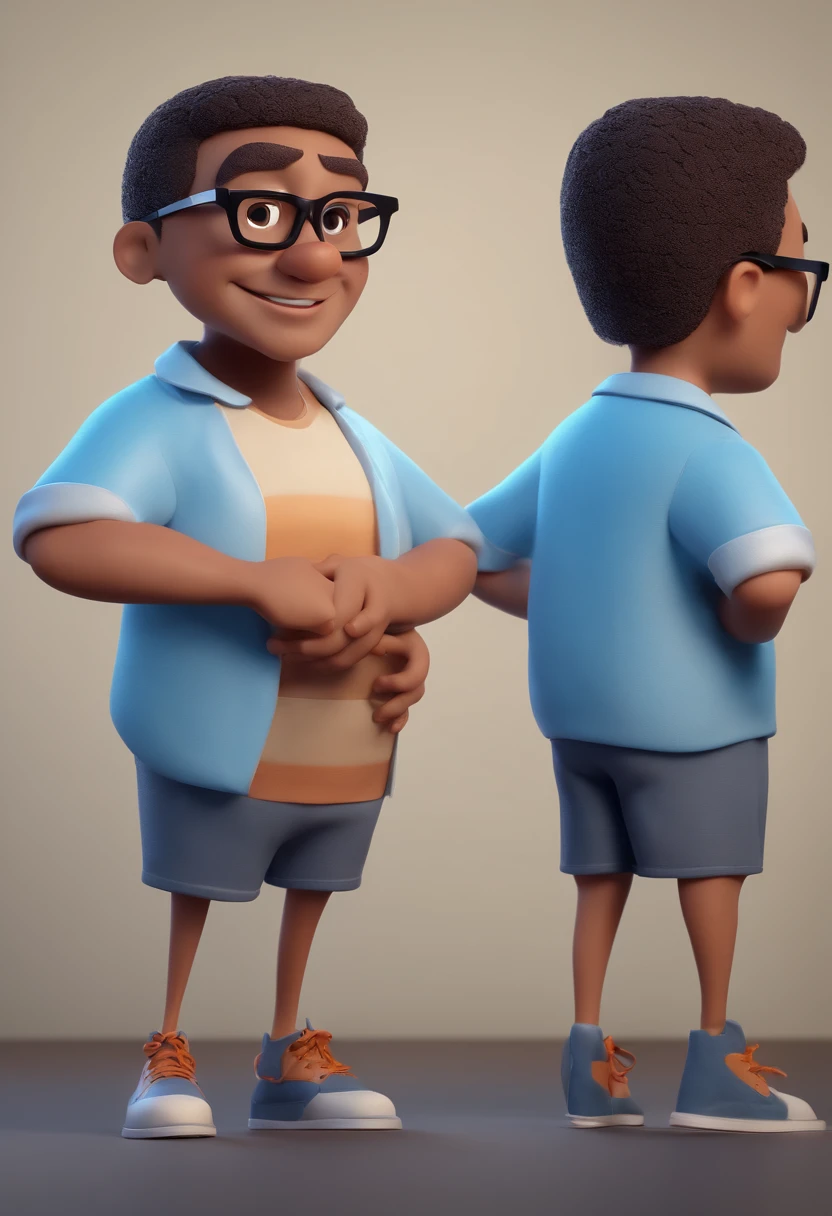 Cartoon character of a man with black glasses and a blue shirt, animation character, Caractere estilizado, animation style rendering, 3D estilizado, Arnold Maya render, 3 d render stylized, toon render keyshot, Personagem 3D, Personagem 3D, 3d rendering stylized, 3 d character render, personagem de desenho animado, Personagem de close up, Pose de personagem, (Estilo Pixar) (master part:1.2) (Bokeh) (best quality) (pele detalhada) (textura detalhada) (8k) (argila) (Cinematic lighting) (foco nítido