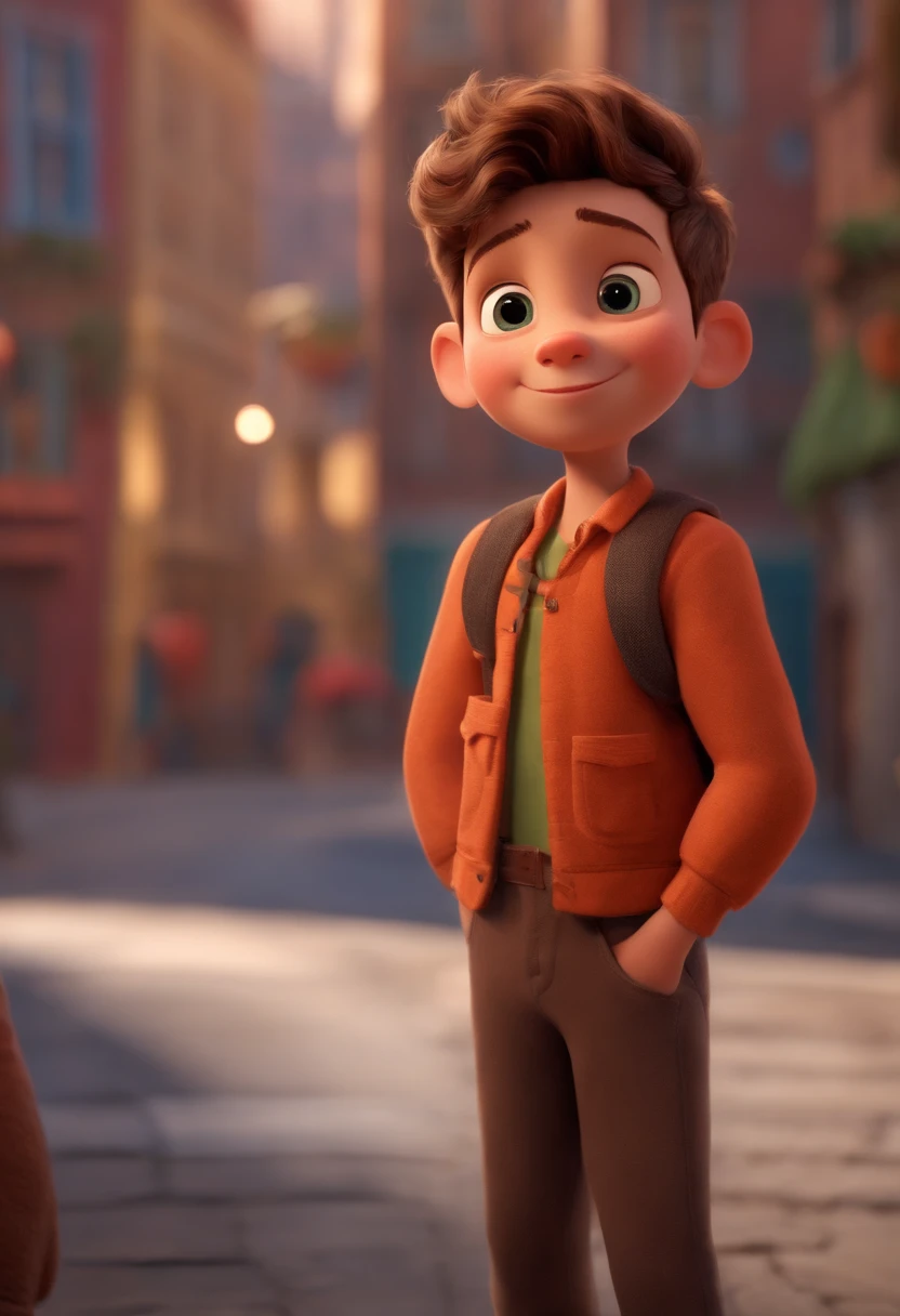 Image of a boy for a story in a YouTube video in Pixar format, He's the little allabester, He's the class leader, He's outgoing, Playful and gets up for a lot of things