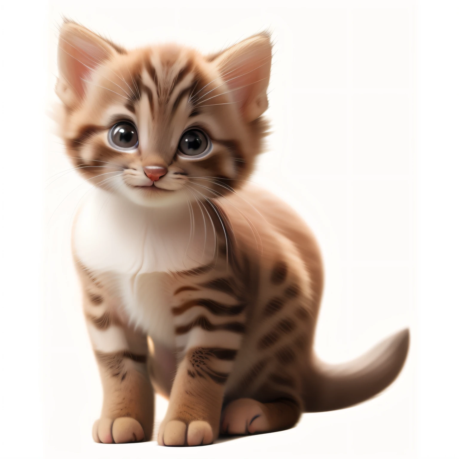 Disney Pixar movie poster of a brown kitten, very beautiful, very cute, with small white details on the body, high quality, best quality