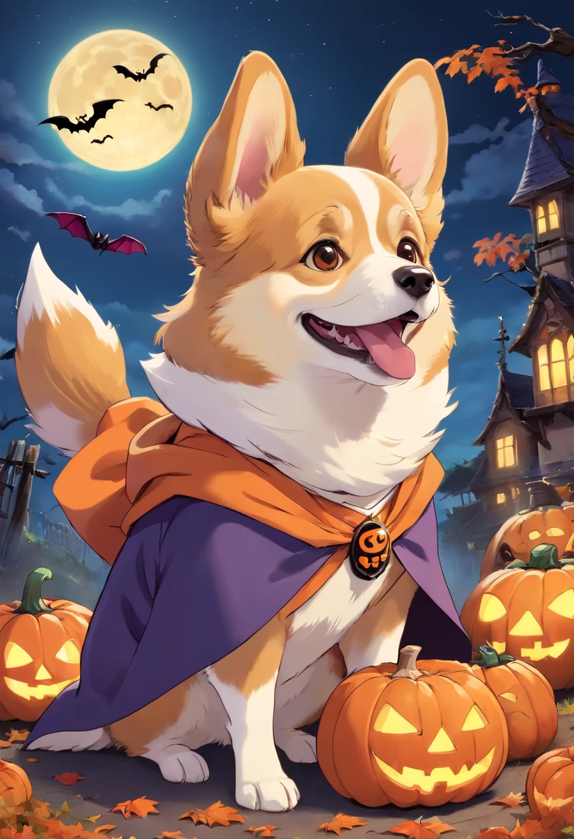 Corgi in Halloween costume