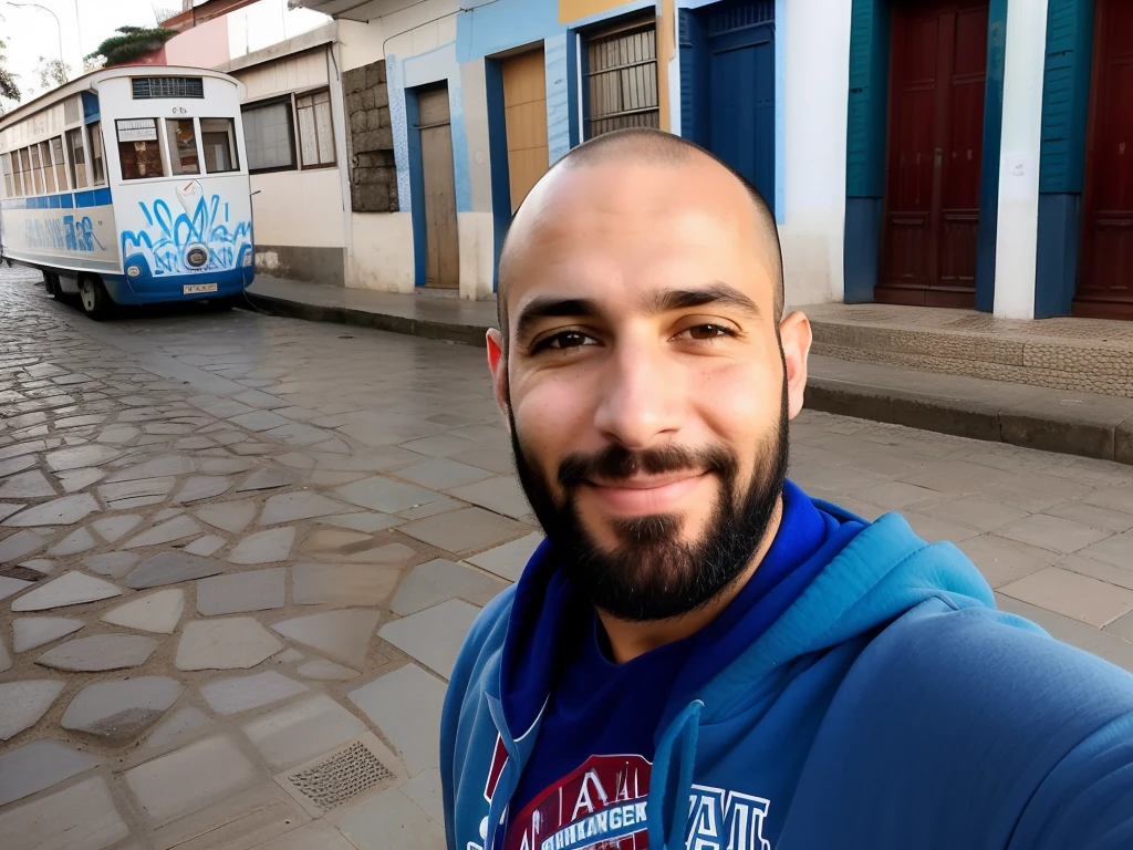 arafed man with a beard and a blue sweatshirt taking a selfie, gui guimaraes, edu souza, by Nándor Katona, david rios ferreira, icaro carvalho, by Ramón Silva, in sao paulo, caio santos, mateus 9 5, by Felipe Seade, selfie of a man