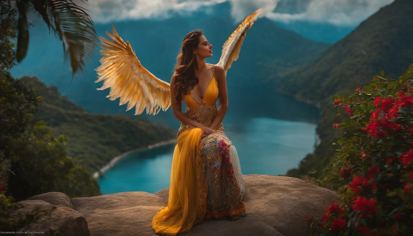 Um anjo homem fala com uma mulher