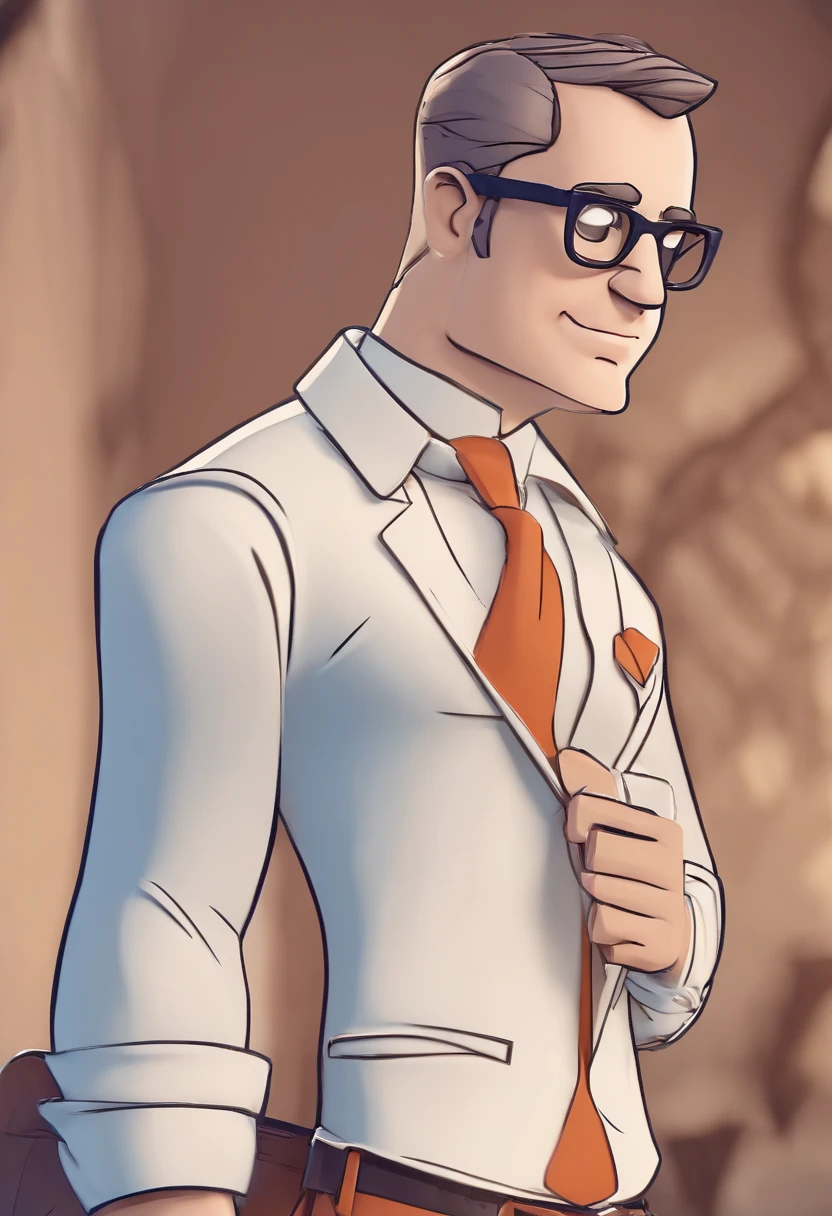 Cartoon character of a man wearing black glasses and a blue shirt, um personagem animado, Caractere estilizado, animation style rendering, 3D estilizado, Arnold Maya render, 3 d render stylized, toon render keyshot, Personagem 3D, Personagem 3D, 3d rendering stylized, 3 d character render, personagem de desenho animado, Personagem de close up, Pose de personagem, (Estilo Pixar) (master part:1.2) (Bokeh) (best quality) (pele detalhada) (textura detalhada) (8k) (argila) (Cinematic lighting) (foco nítido，Senta e vaza a parte superior do corpo